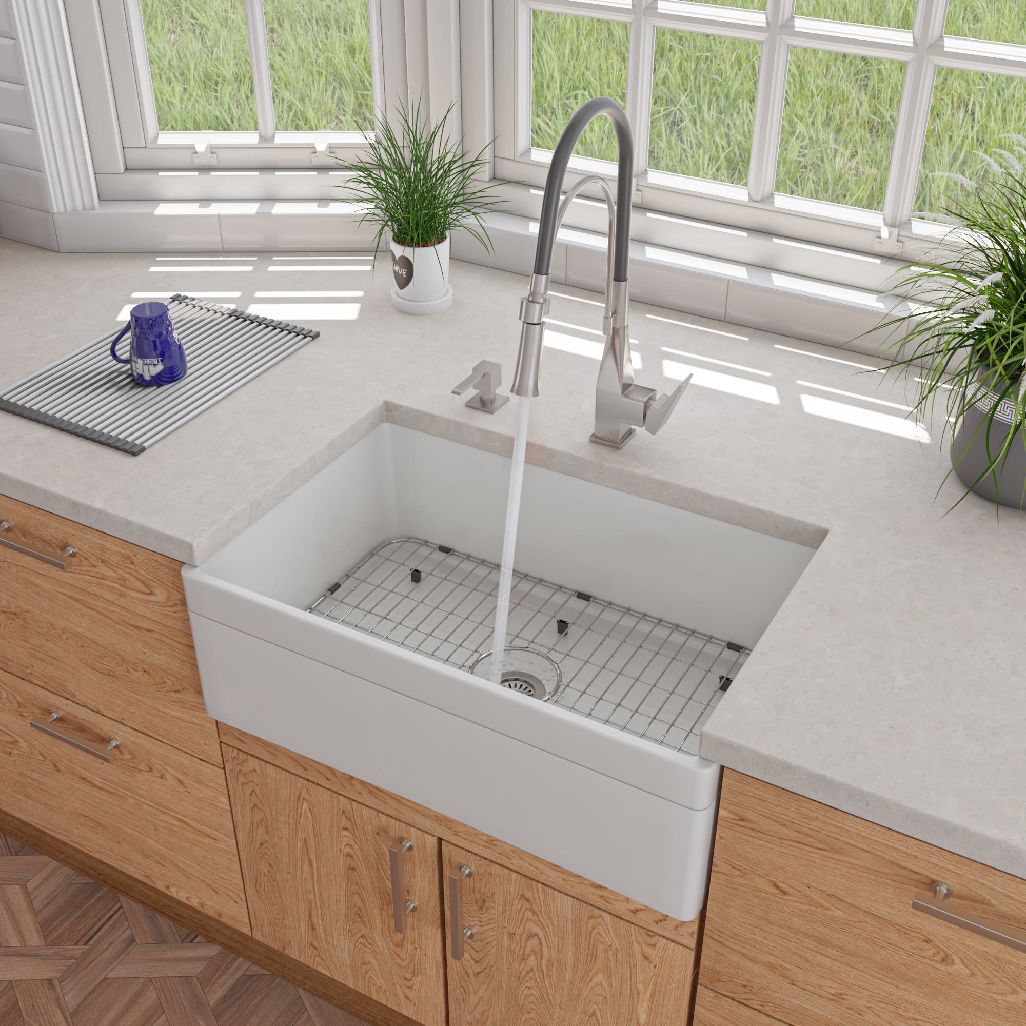 ALFI AB511 Fireclay Farmhouse Kitchen Sink