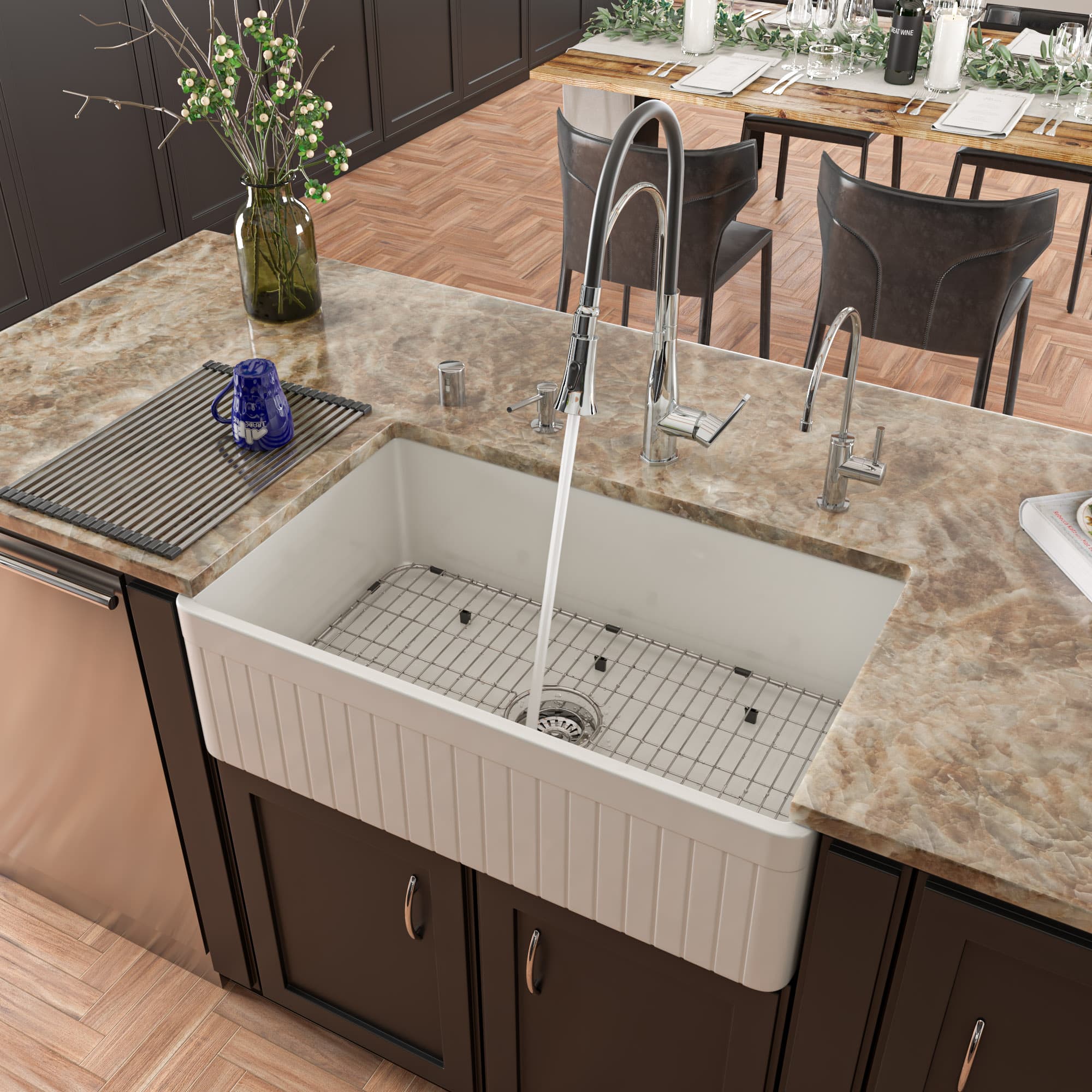 ALFI AB532 Fluted Apron Farm Kitchen Sink