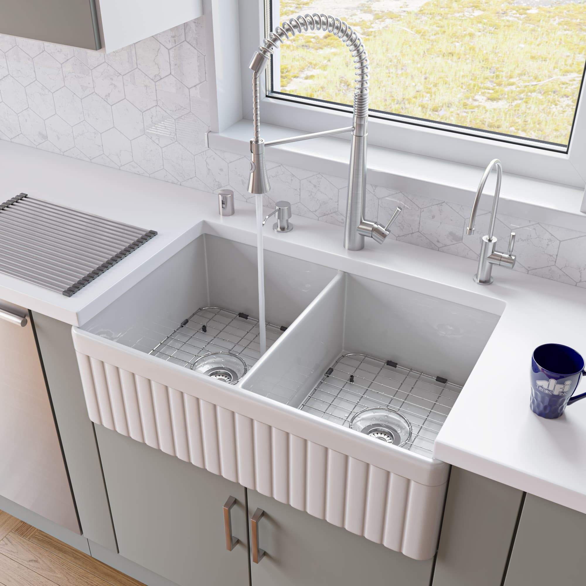 ALFI AB537 Fluted Apron Farmhouse Kitchen Sink