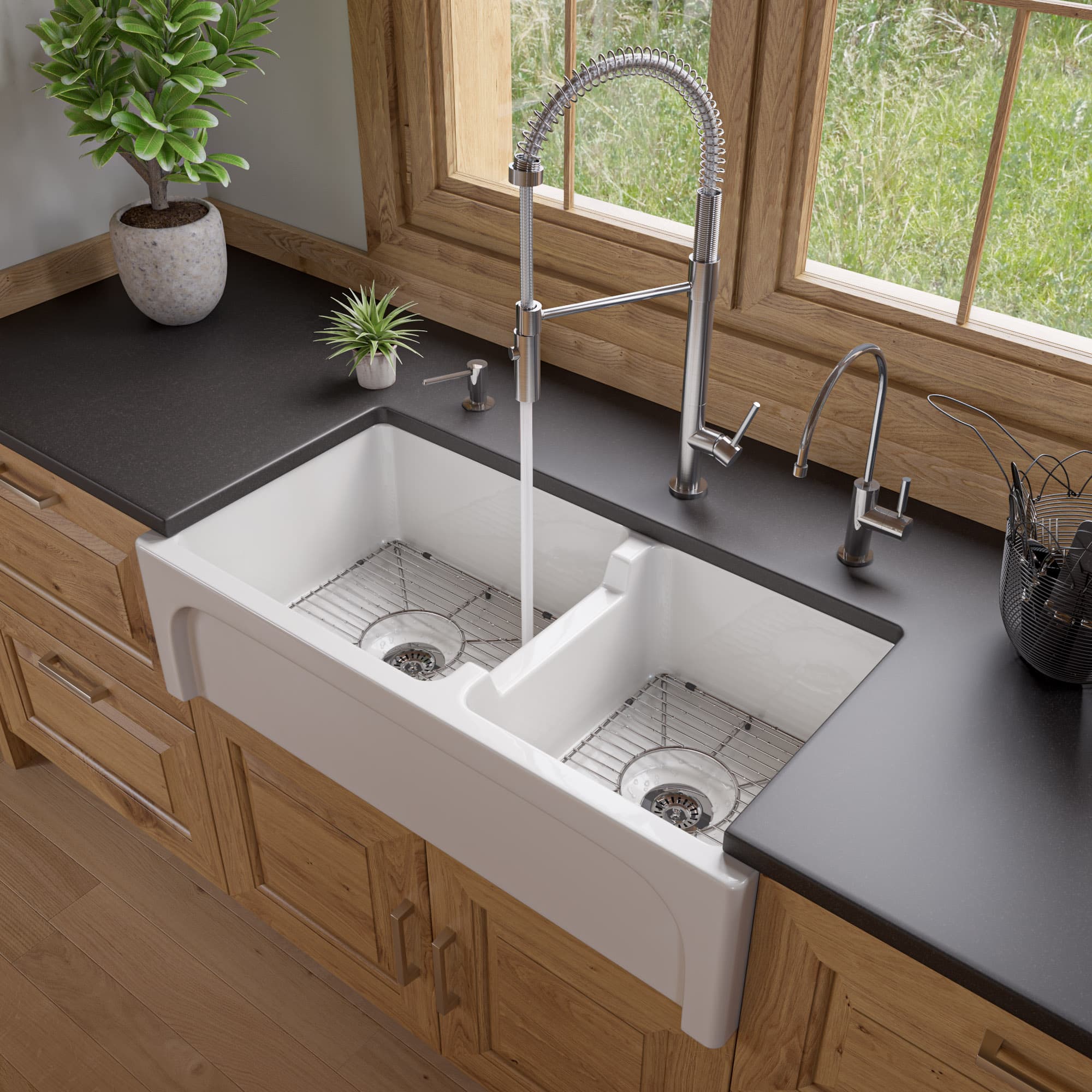 ALFI AB3618ARCH Arched Apron Fireclay Farm Kitchen Sink
