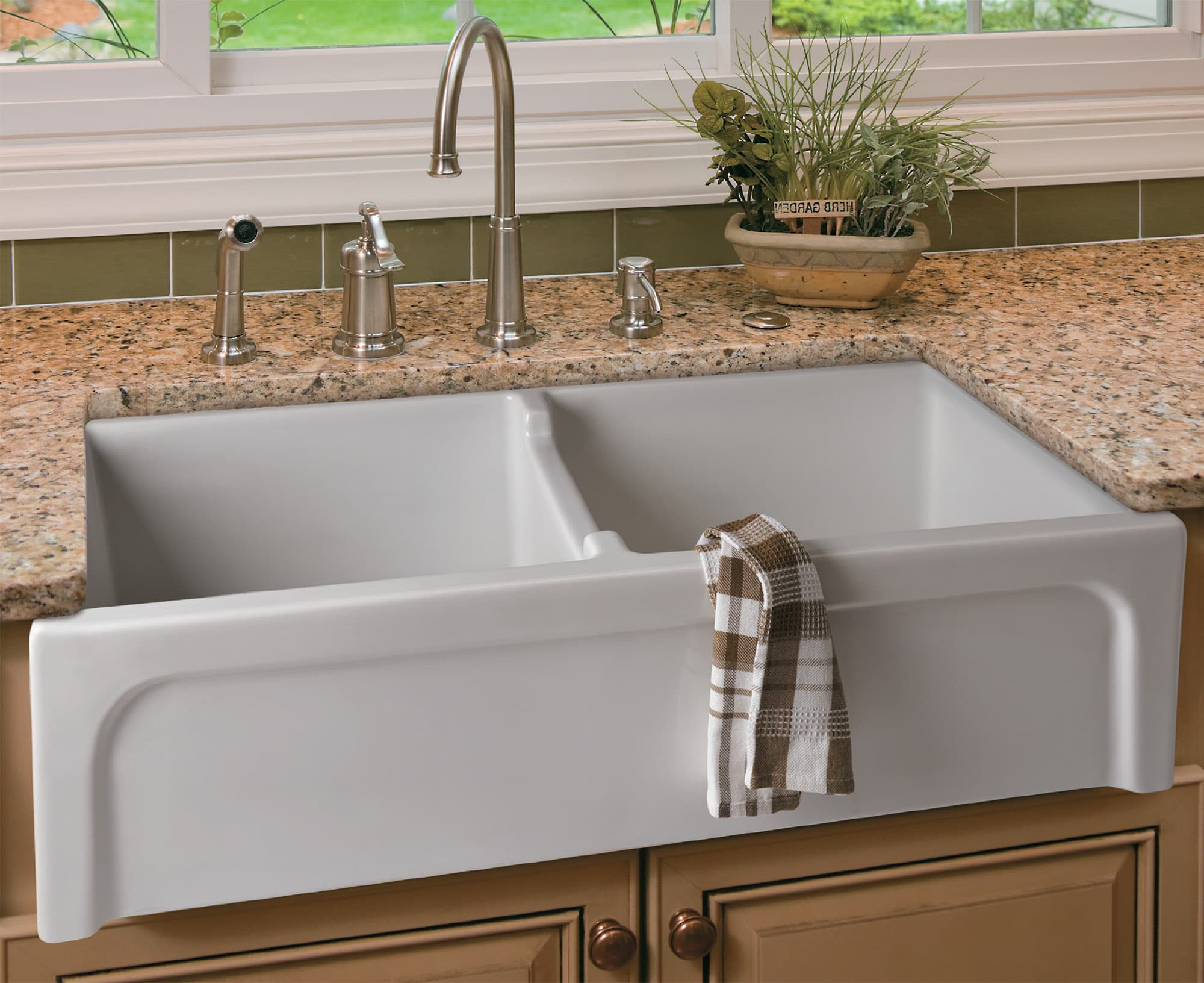 ALFI AB3918ARCH 39" Arched Apron Fireclay Double Bowl Farm Kitchen Sink