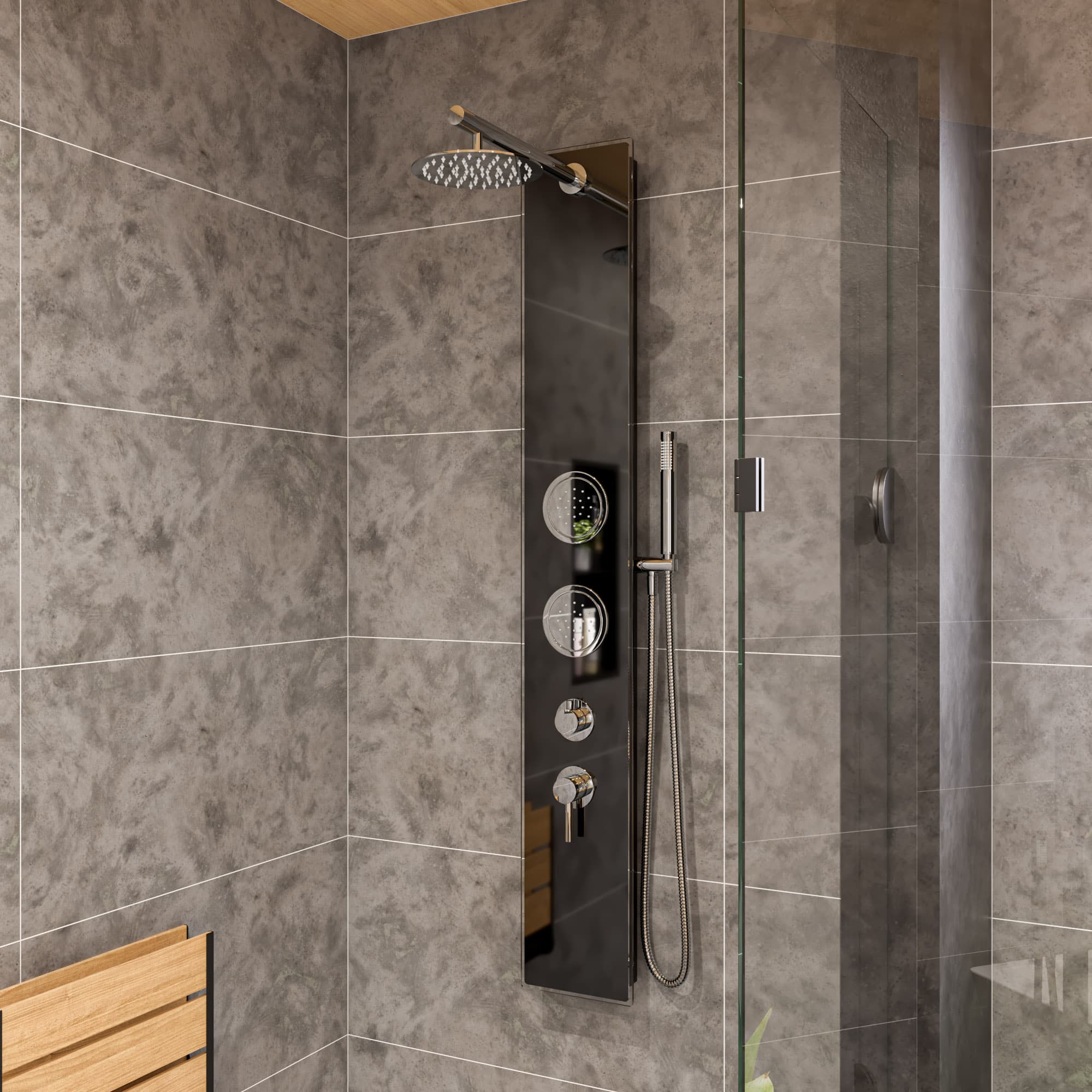 ALFI ABSP55B Black Glass Rain Shower Panel - image 1