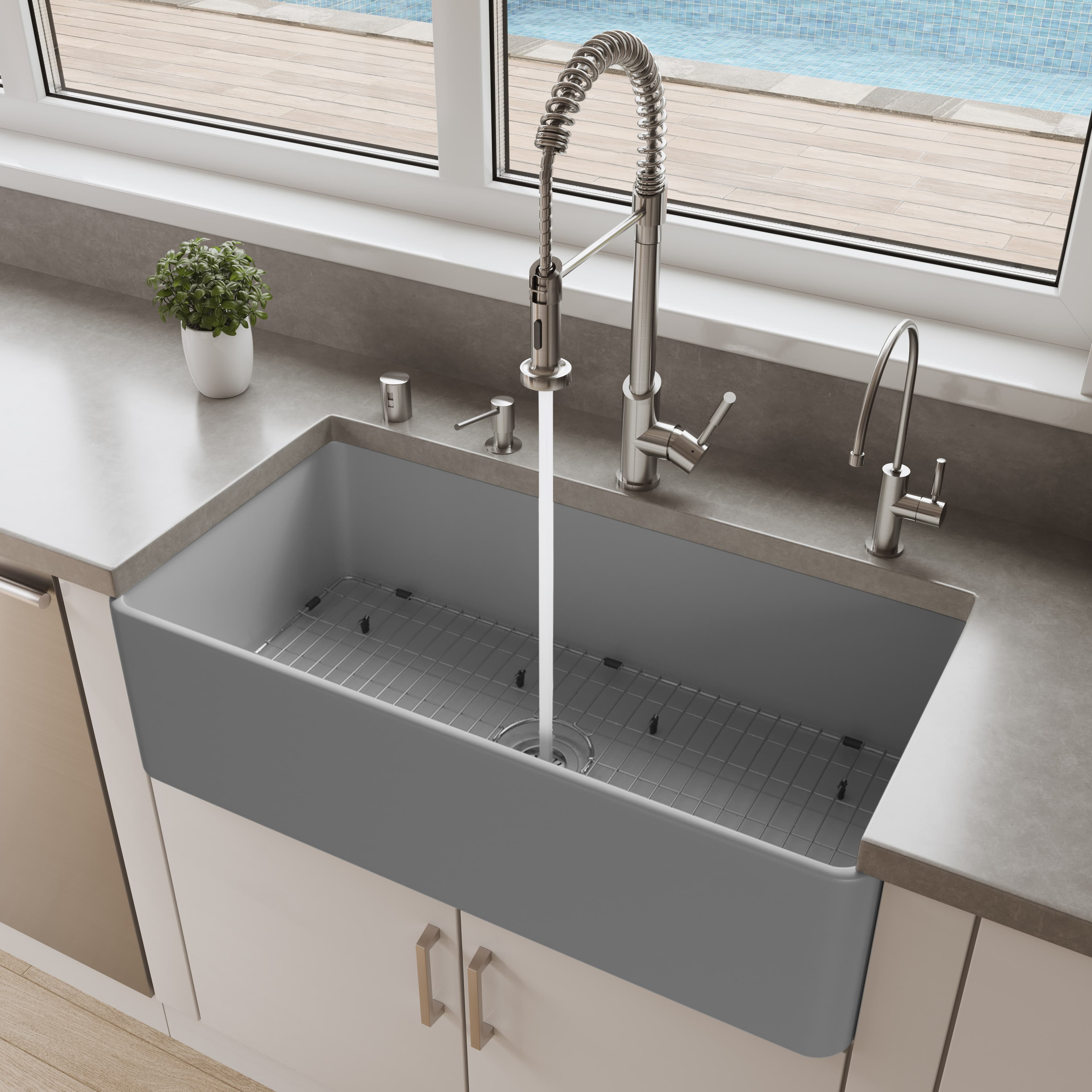 ALFI ABF3618 Smooth Apron Fireclay Farm Kitchen Sink