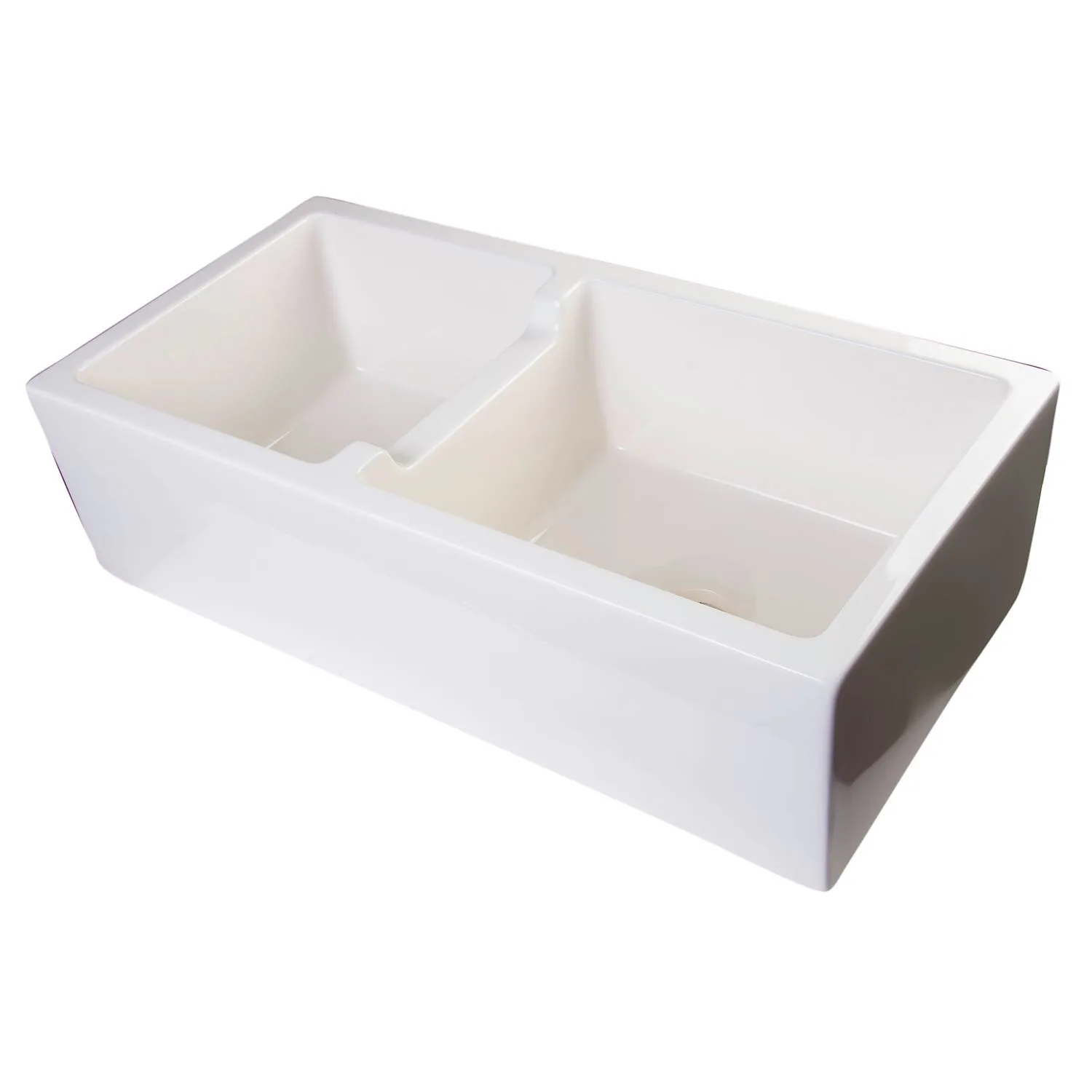 ALFI AB3618DB 36 inch Arched Double Bowl Fireclay Farm Kitchen Sink - image 1