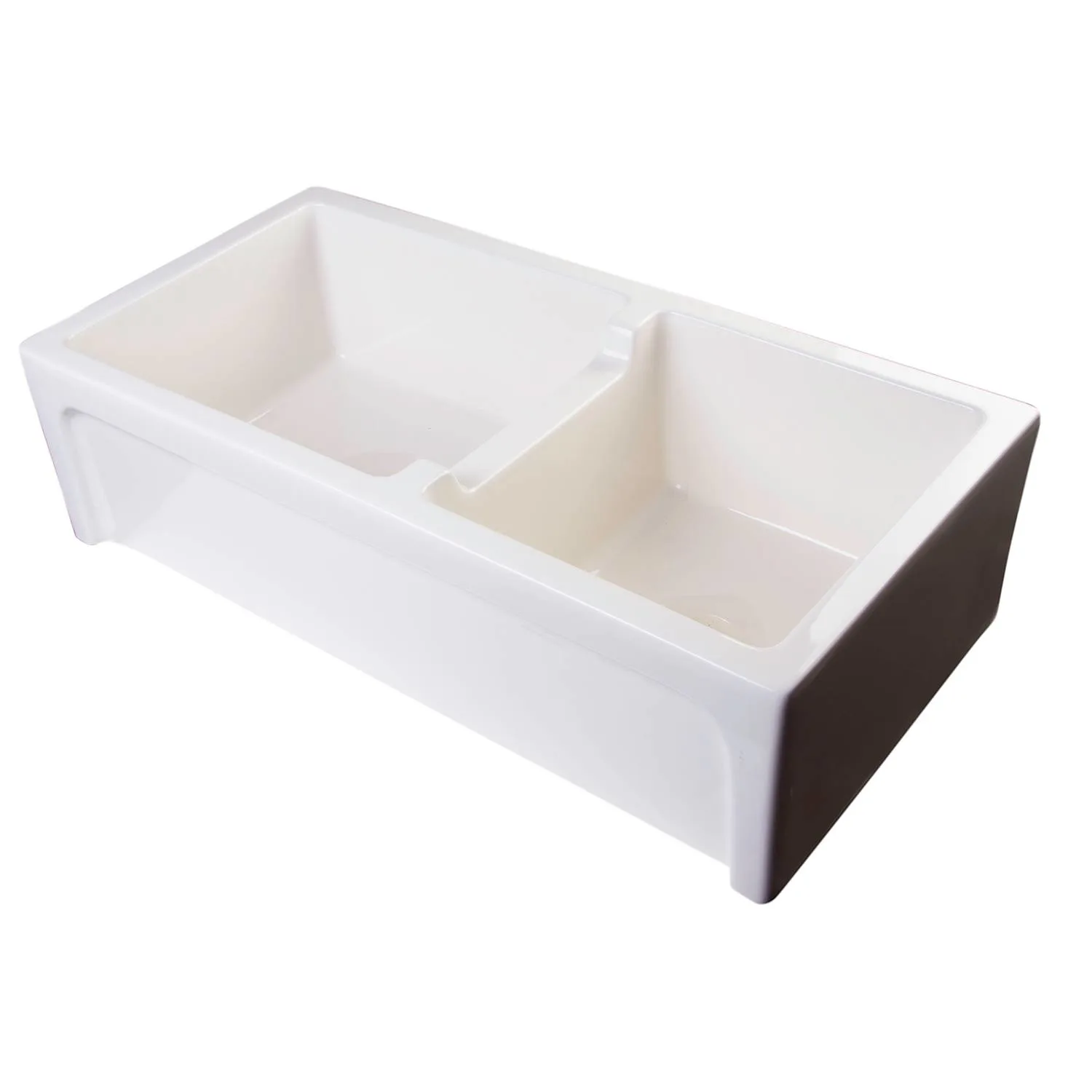 ALFI AB3618ARCH 36 inch Arched Double Bowl Fireclay Farm Kitchen Sink