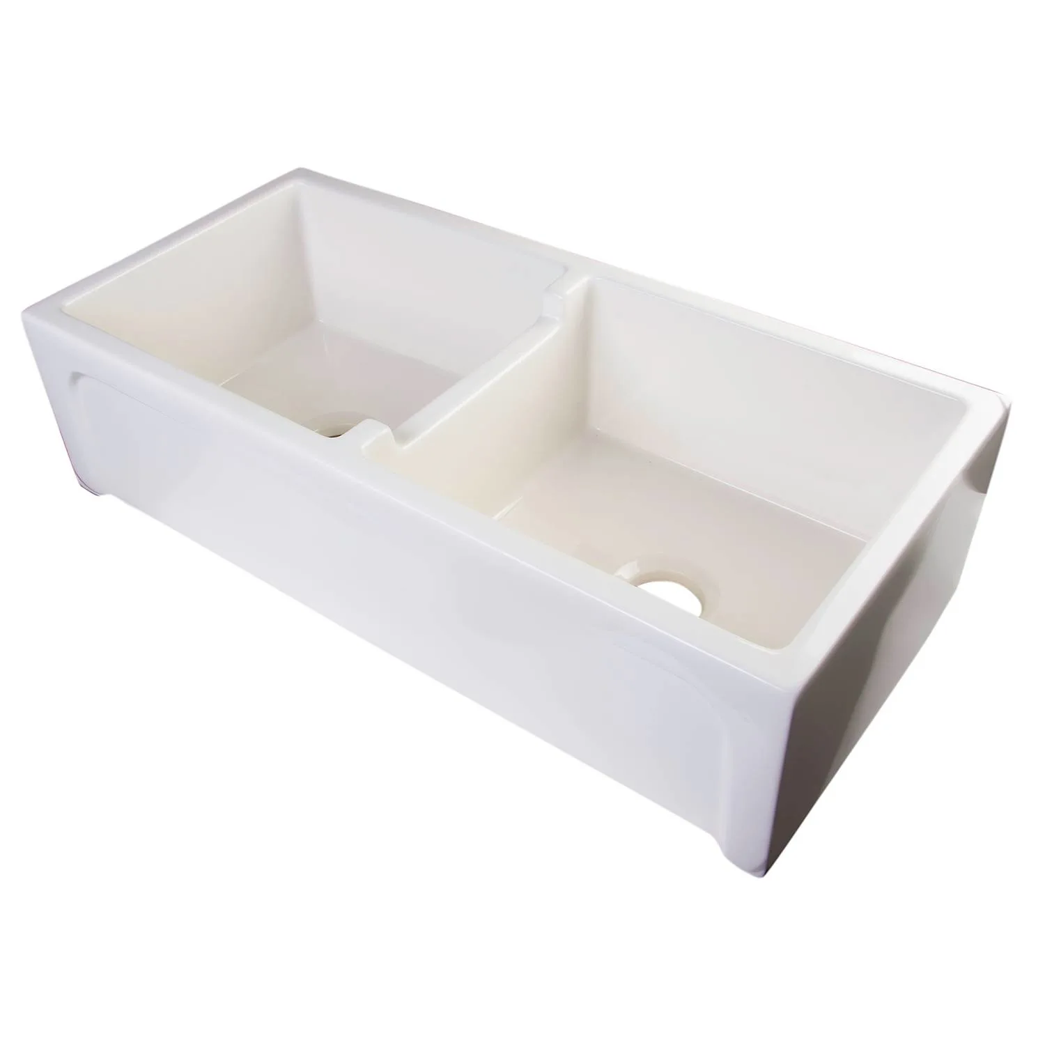 ALFI AB3918ARCH 39 inch Arched Double Bowl Fireclay Farm Kitchen Sink