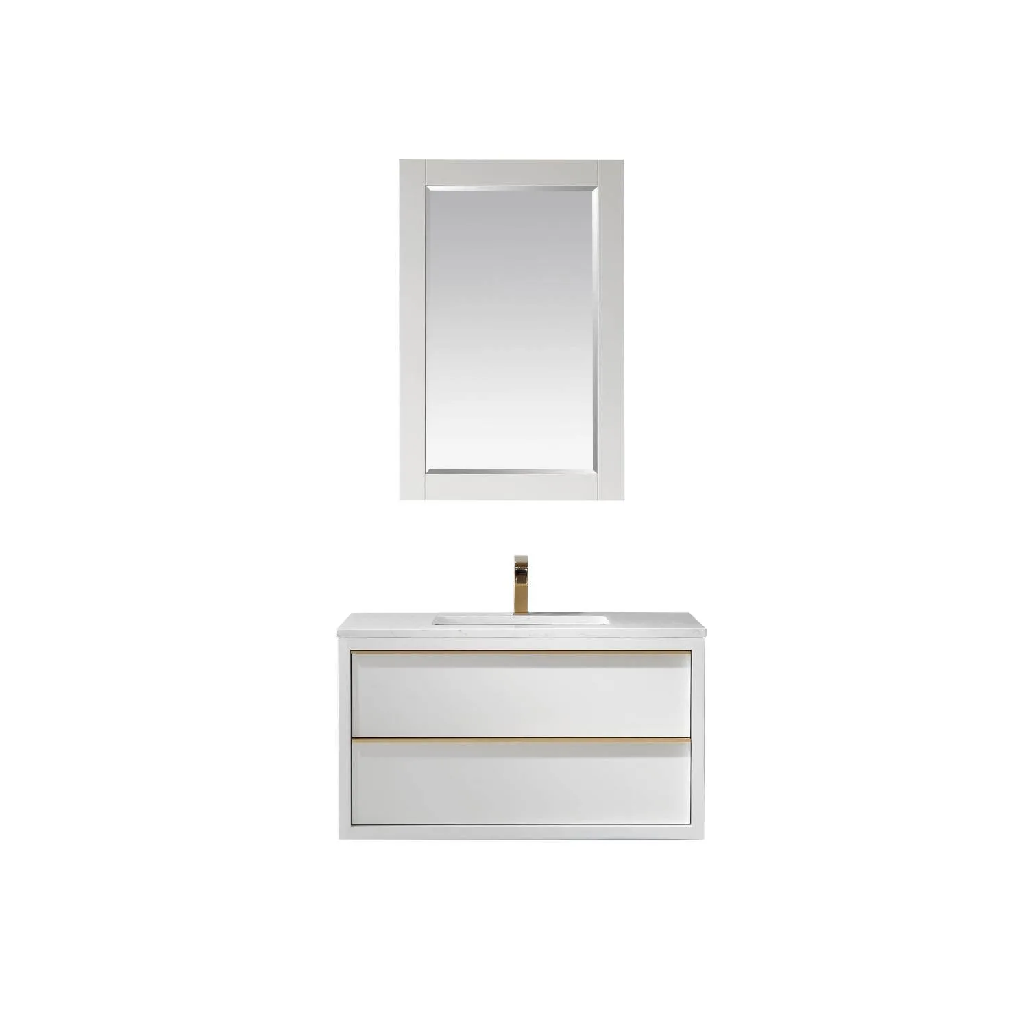 Altair Morgan 36 Inch White Plywood White Carrara Stone Single Vanity