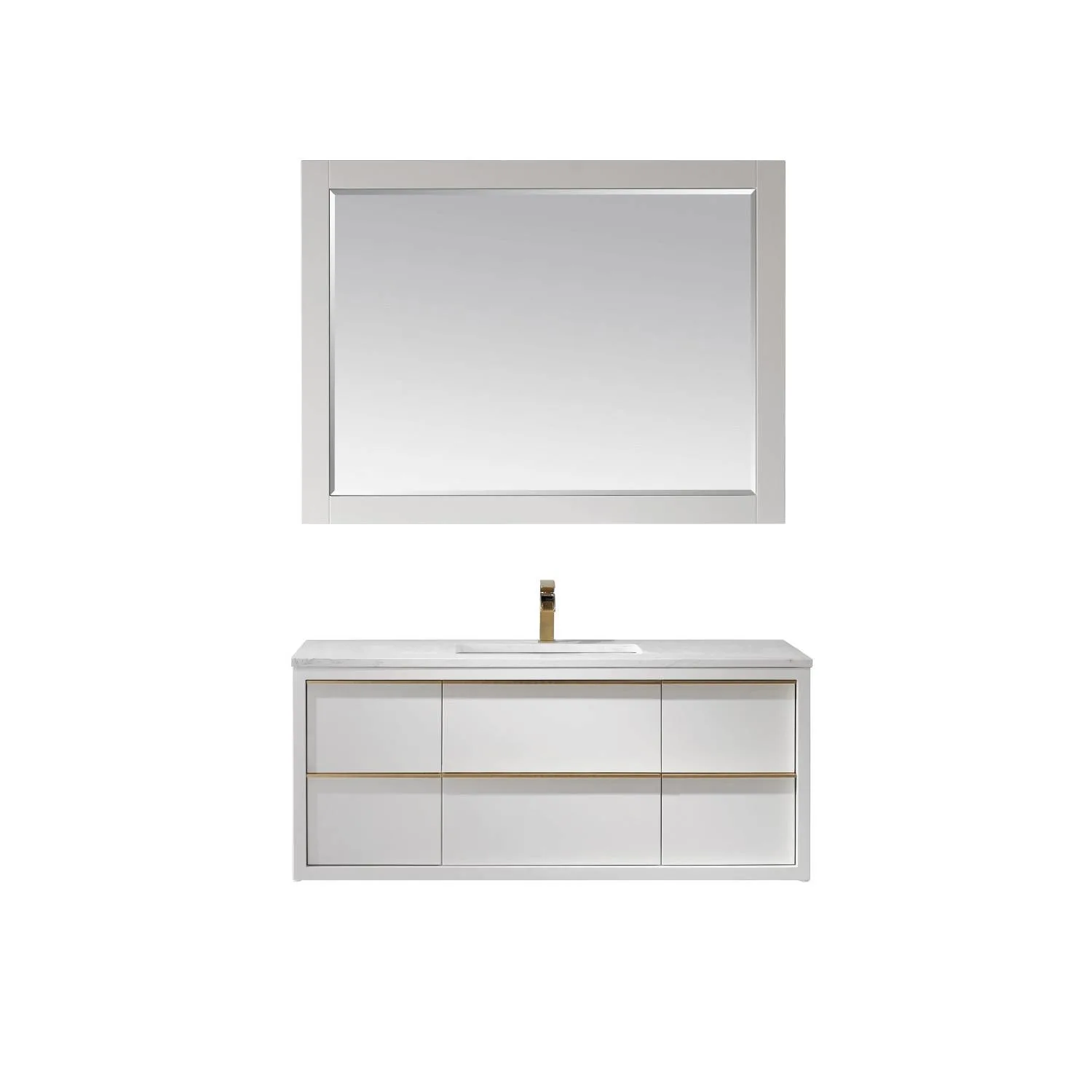 Altair Morgan 48 Inch White Plywood White Carrara Stone Single Vanity