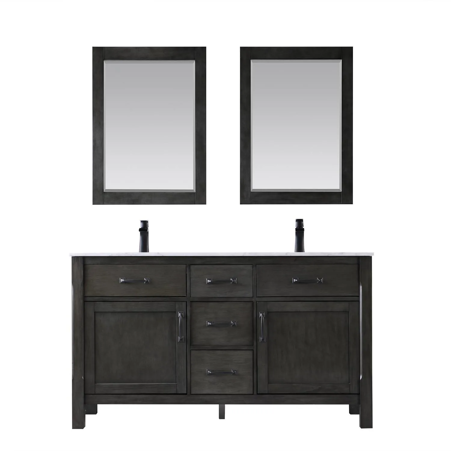 Altair Maribella 60 Inch Solid Plywood White Carrara Double Vanity