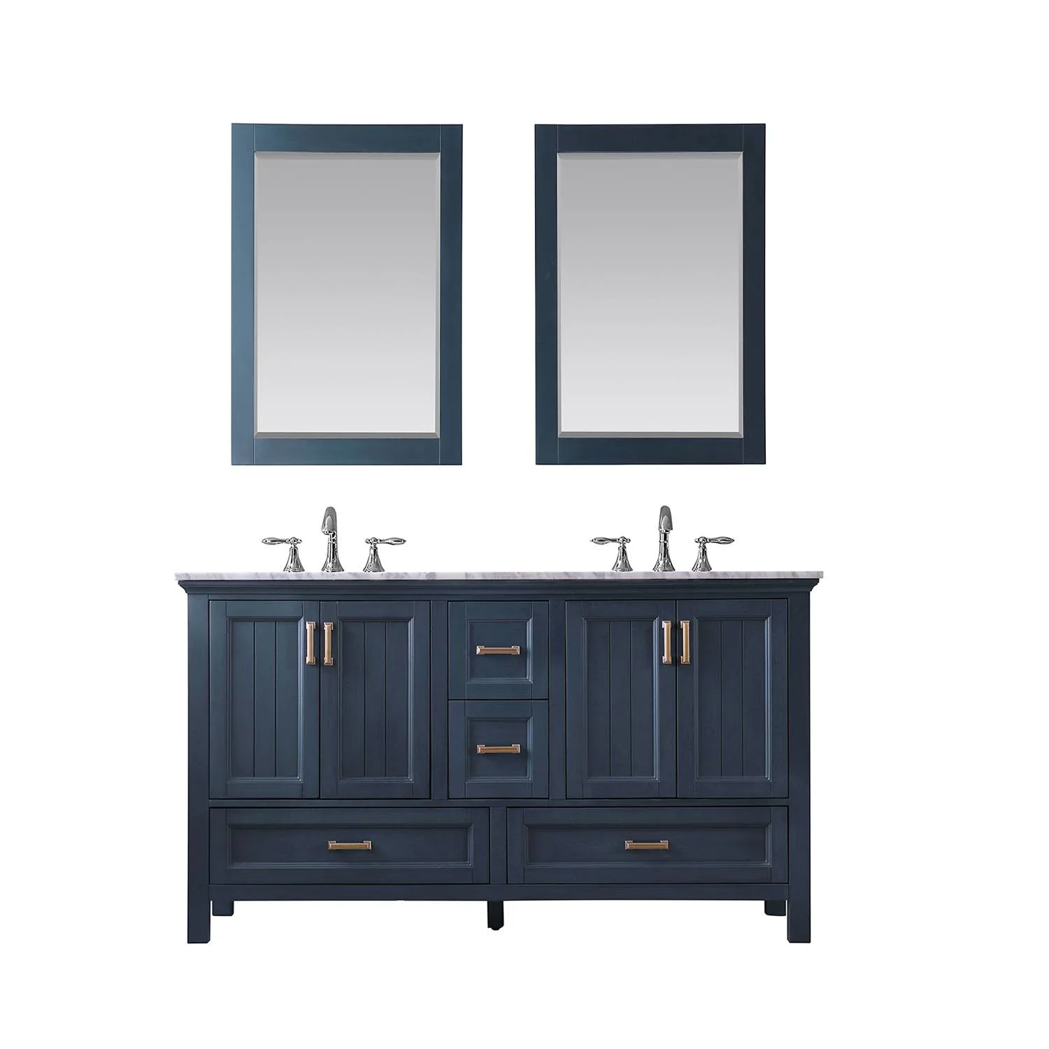 Altair Isla 60 Inch Solid Plywood White Carrara Double Vanity