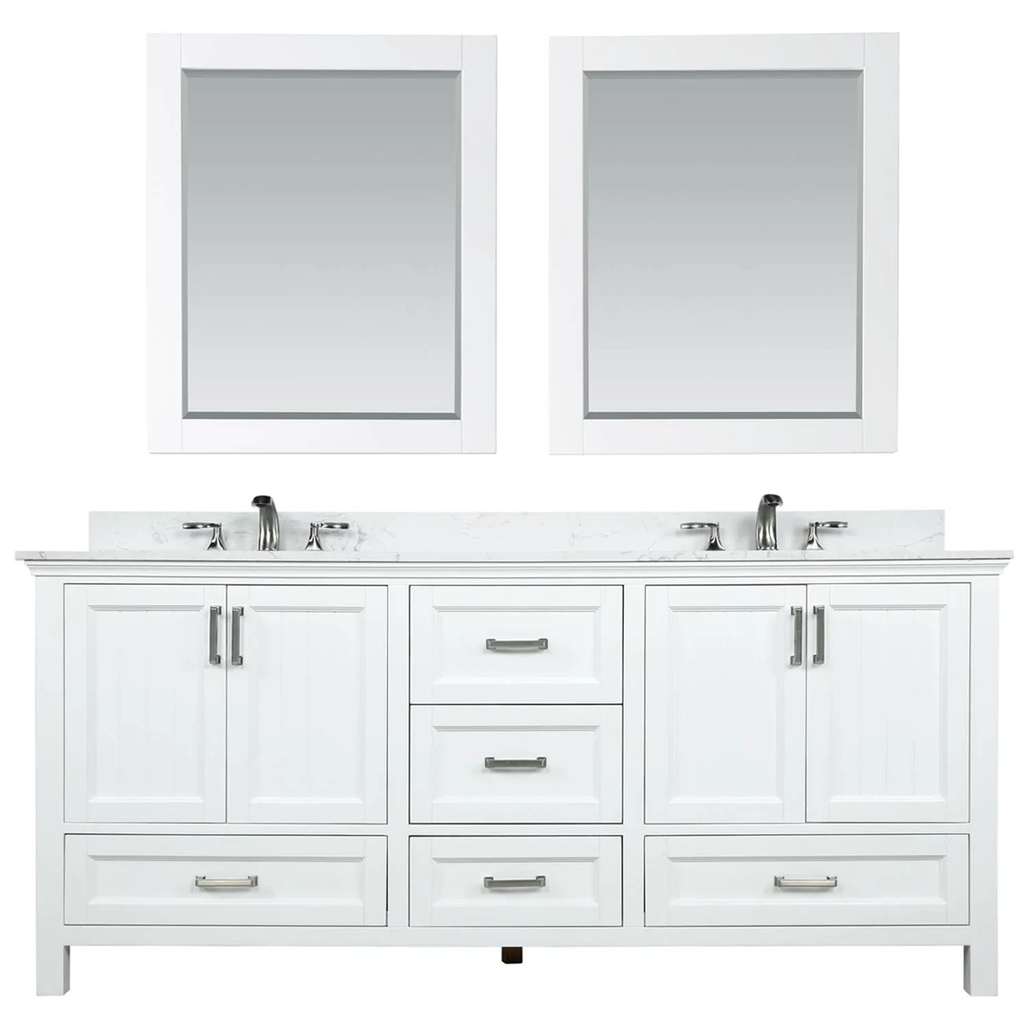 Altair Isla 72 Inch White Solid Plywood White Carrara Double Vanity