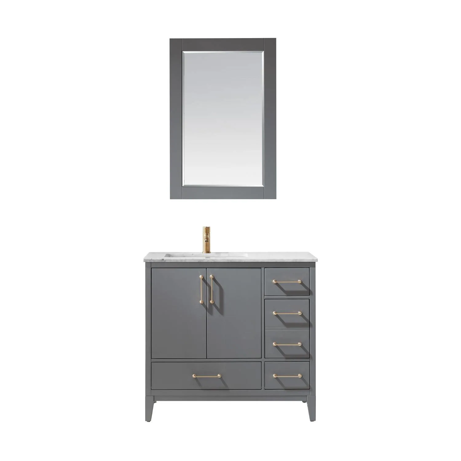 Altair Sutton 36 Inch Solid Plywood White Carrara Single Vanity