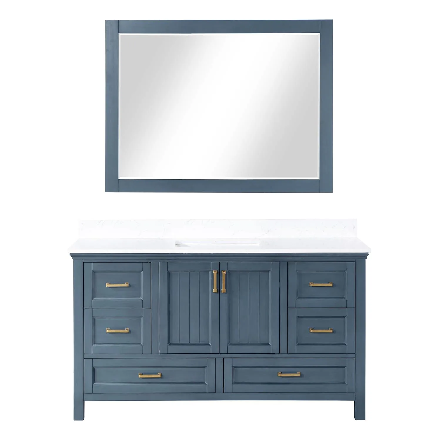 Altair Isla 60 Inch Classic Blue Plywood Carrara Stone Single Vanity