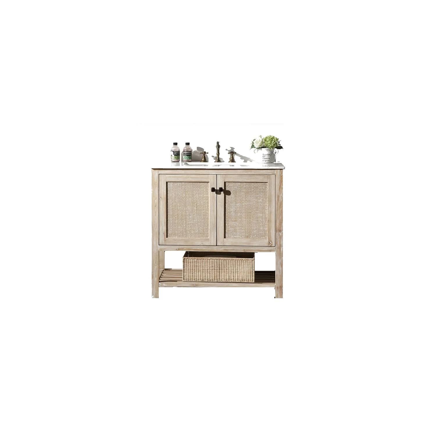 Legion Furniture 36 Inch Marble Top Rustic White Vanity Cabinet - image 1