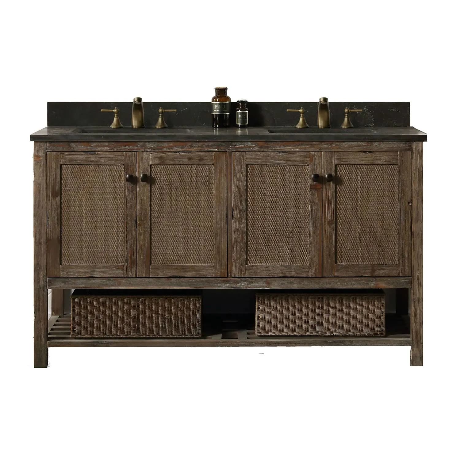 Legion Furniture 60 Inch Moon Stone Top Brown Rustic Vanity Cabinet - image 1