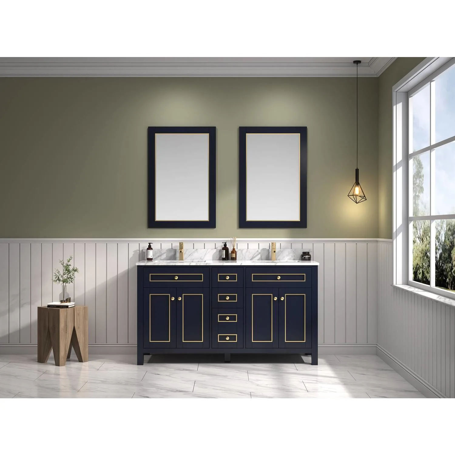 Legion Furniture 60 Inch Carrara White Top Ceramic Sink Vanity Cabinet