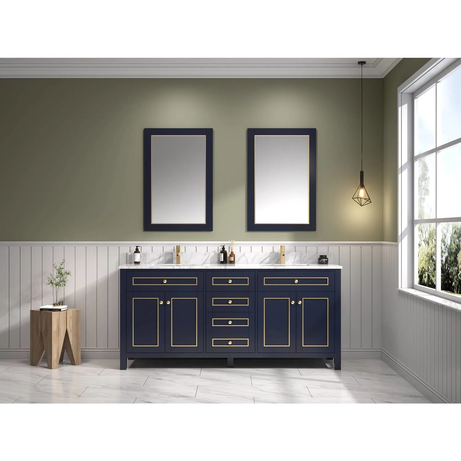 Legion Furniture 72 Inch Carrara White Top Ceramic Sink Vanity Cabinet