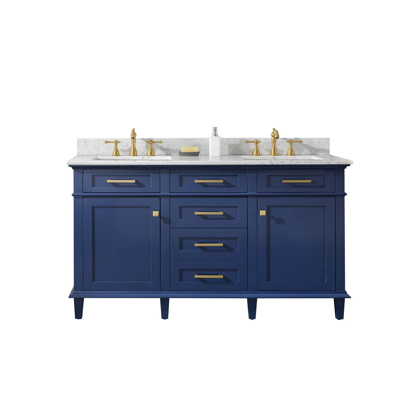 Legion Furniture 60 Inch Carrara White Top Double Sink Vanity Cabinet