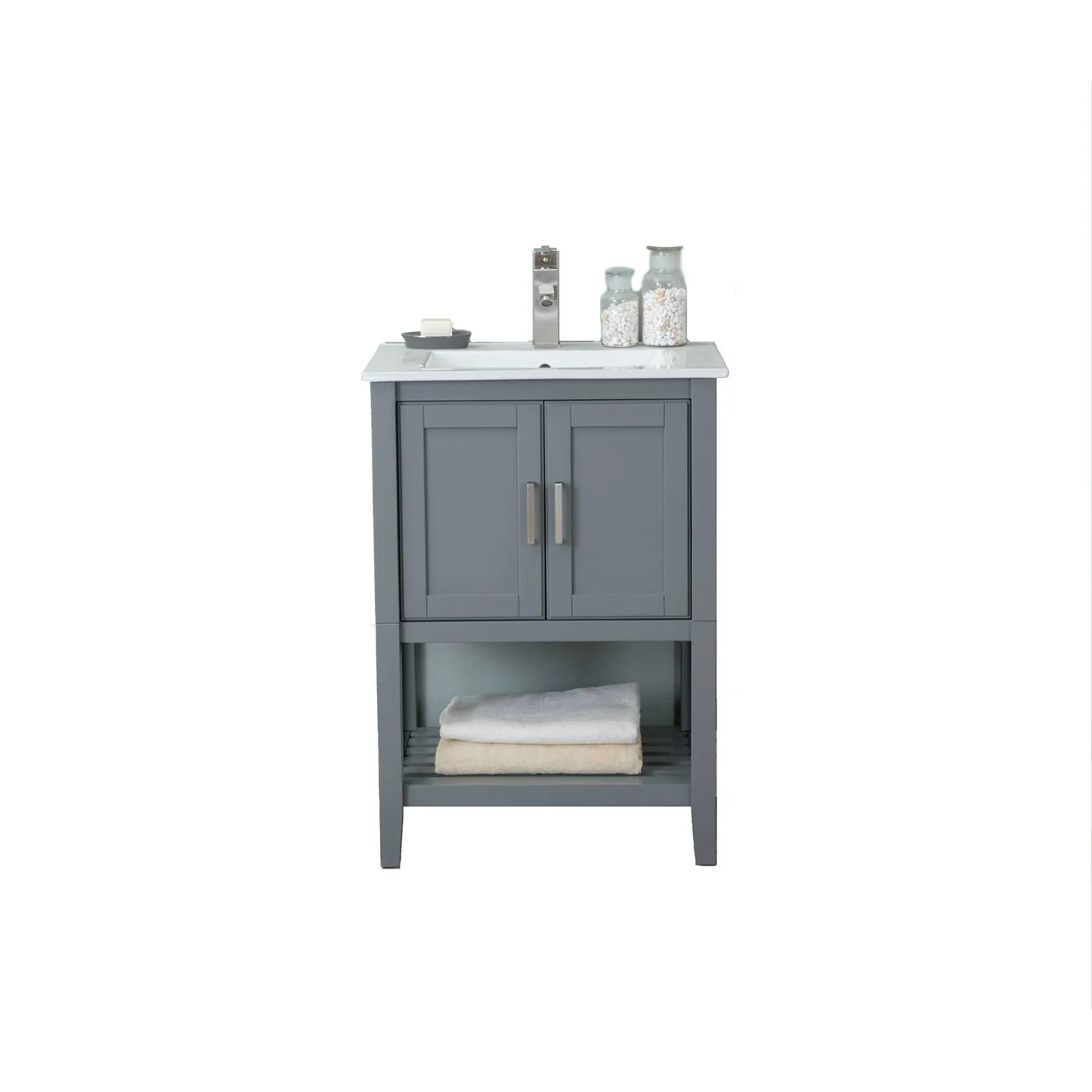 Legion Furniture 24 Inch White Ceramic Top and Sink Vanity Cabinet