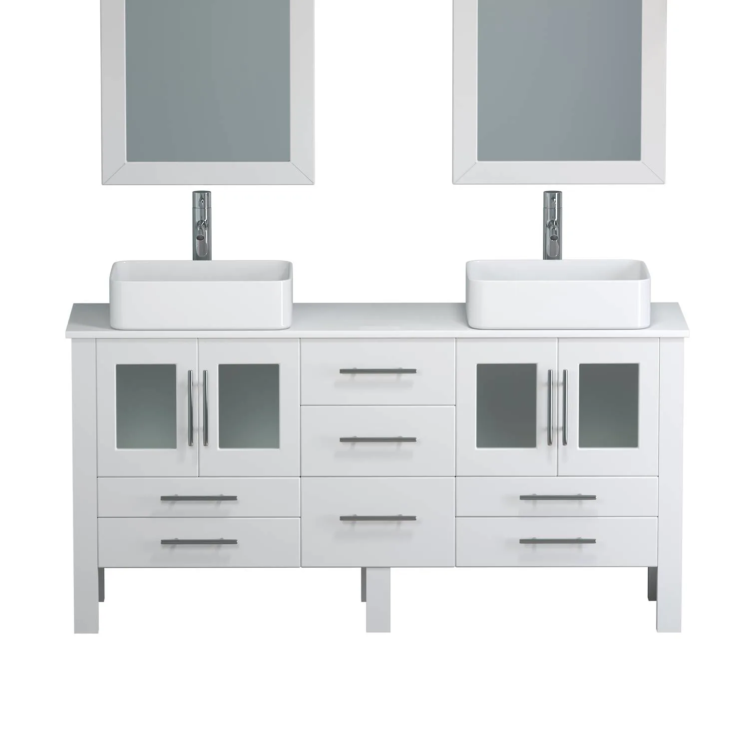 Cambridge Plumbing Complete 63 Inch White Porcelain White Vanity Set