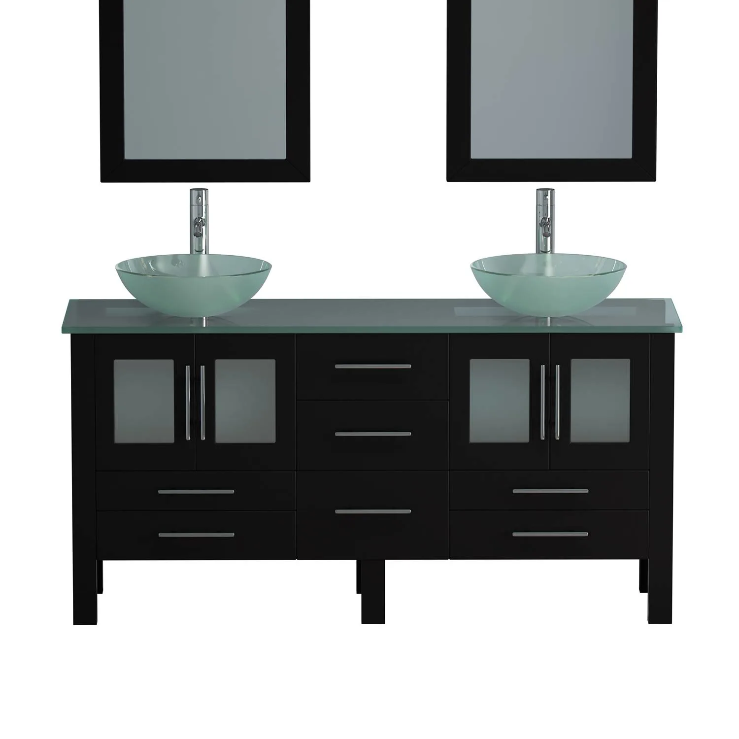 Cambridge Plumbing Complete 63 Inch Tempered Glass Espresso Vanity Set