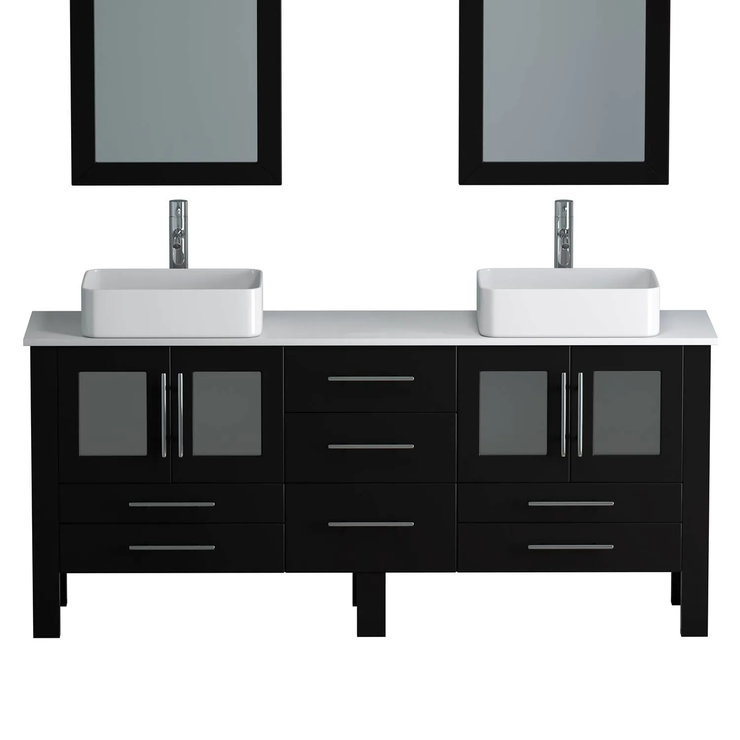 Cambridge Plumbing Complete 72 Inch White Porcelain Espresso Vanity Set