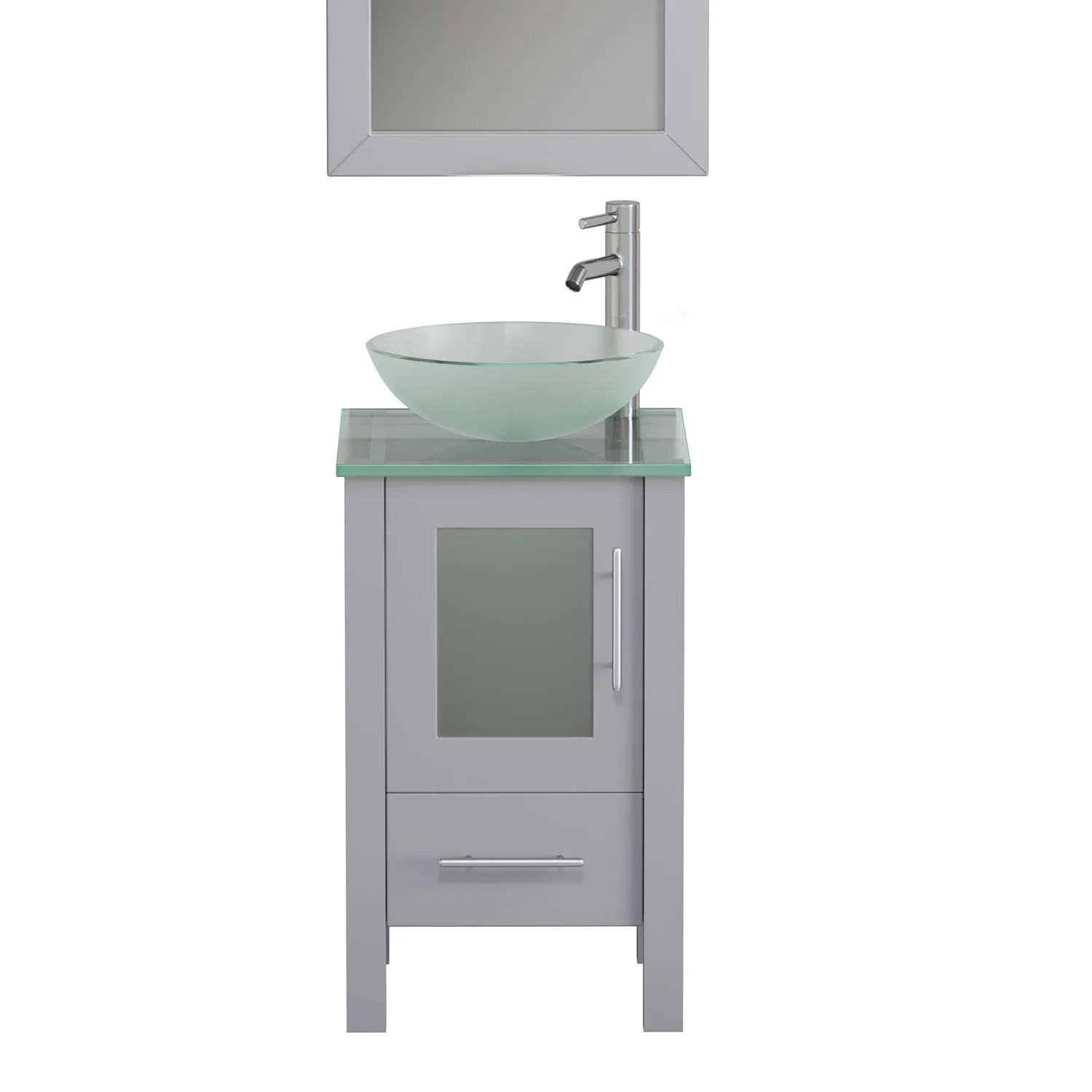 Cambridge Plumbing Complete 18 Inch Tempered Glass Gray Vanity Set