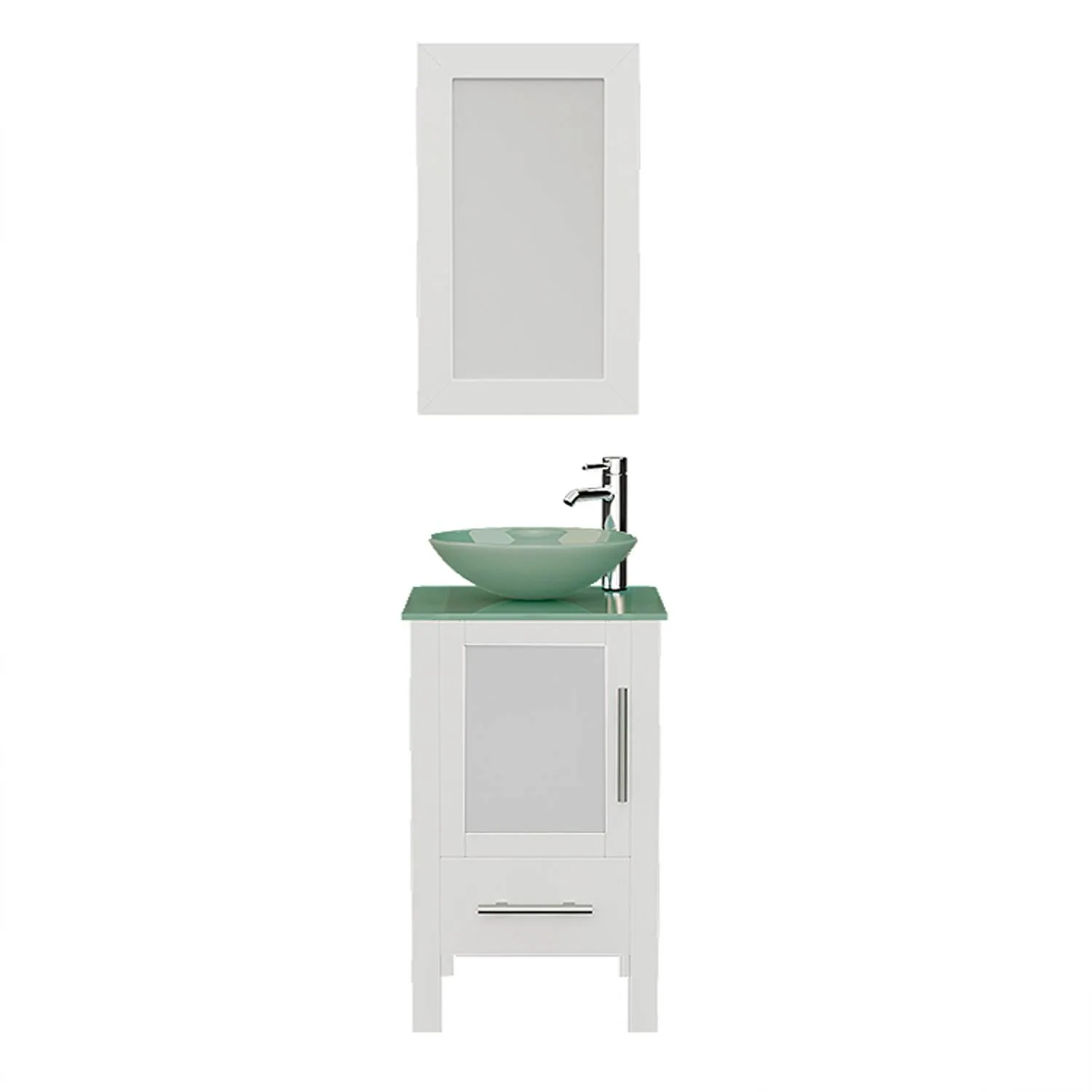 Cambridge Plumbing Complete 18 Inch Tempered Glass White Vanity Set