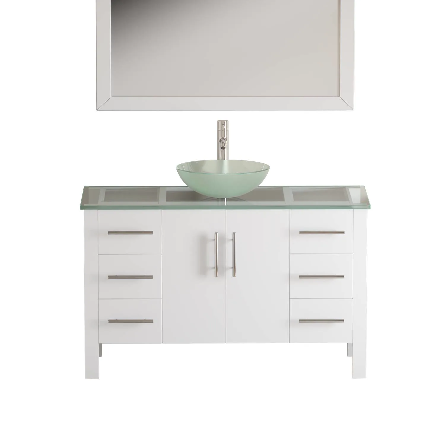 Cambridge Plumbing Complete 48 Inch Tempered Glass White Vanity Set