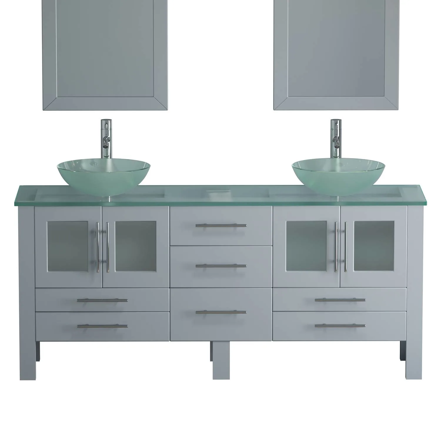 Cambridge Plumbing Complete 72 Inch Tempered Glass Gray Vanity Set