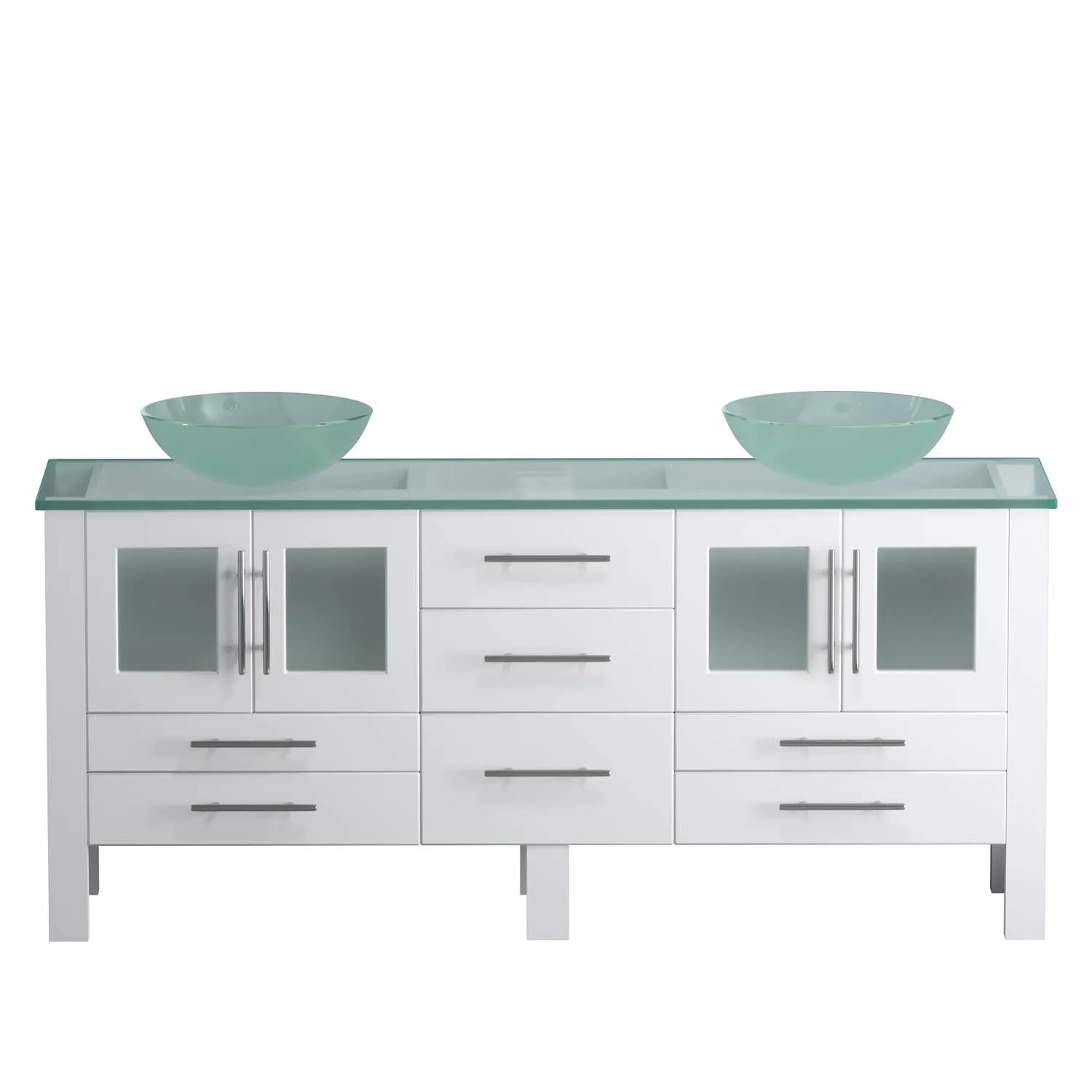 Cambridge Plumbing Complete 72 Inch Tempered Glass White Vanity Set