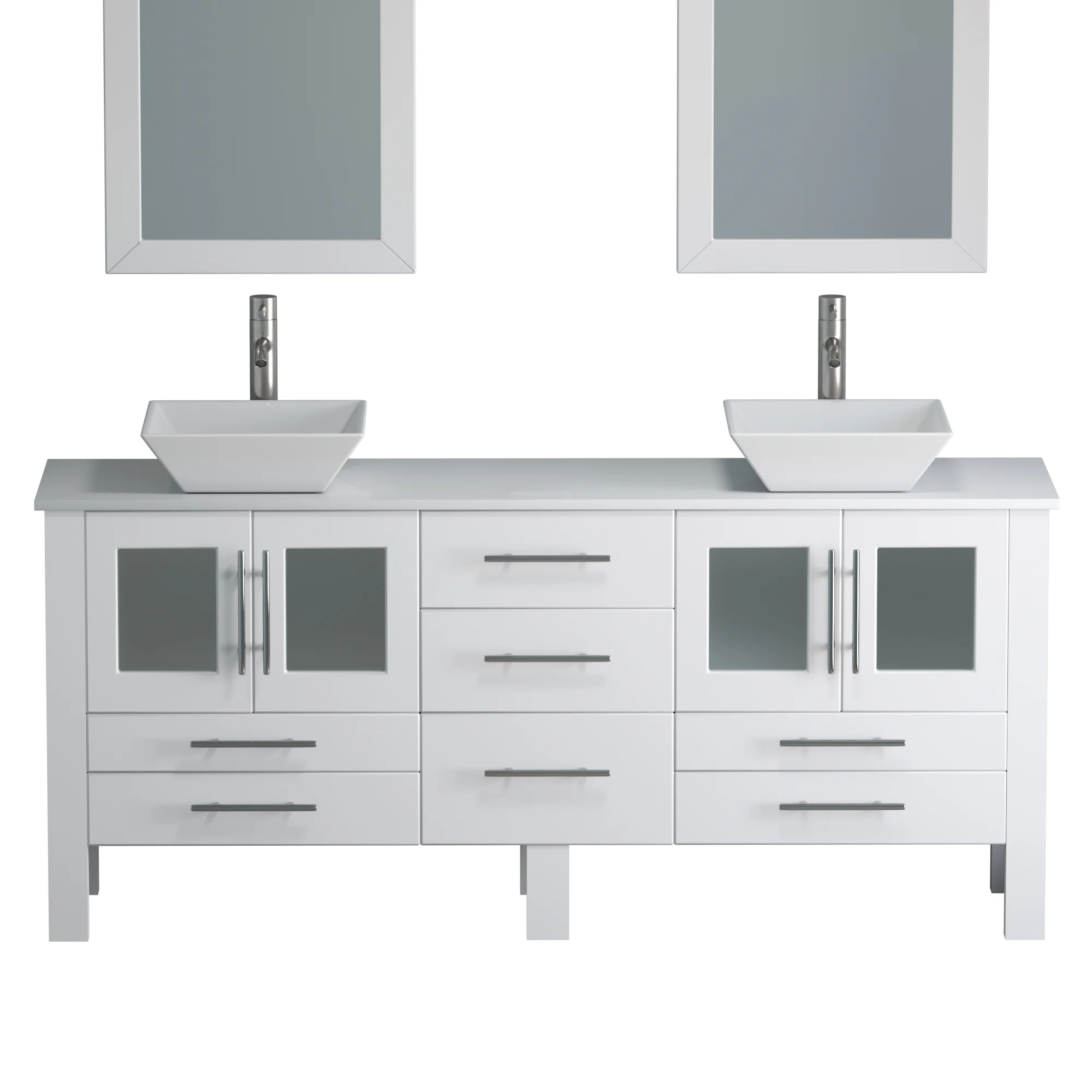 Cambridge Plumbing Complete 72 Inch White Porcelain White Vanity Set