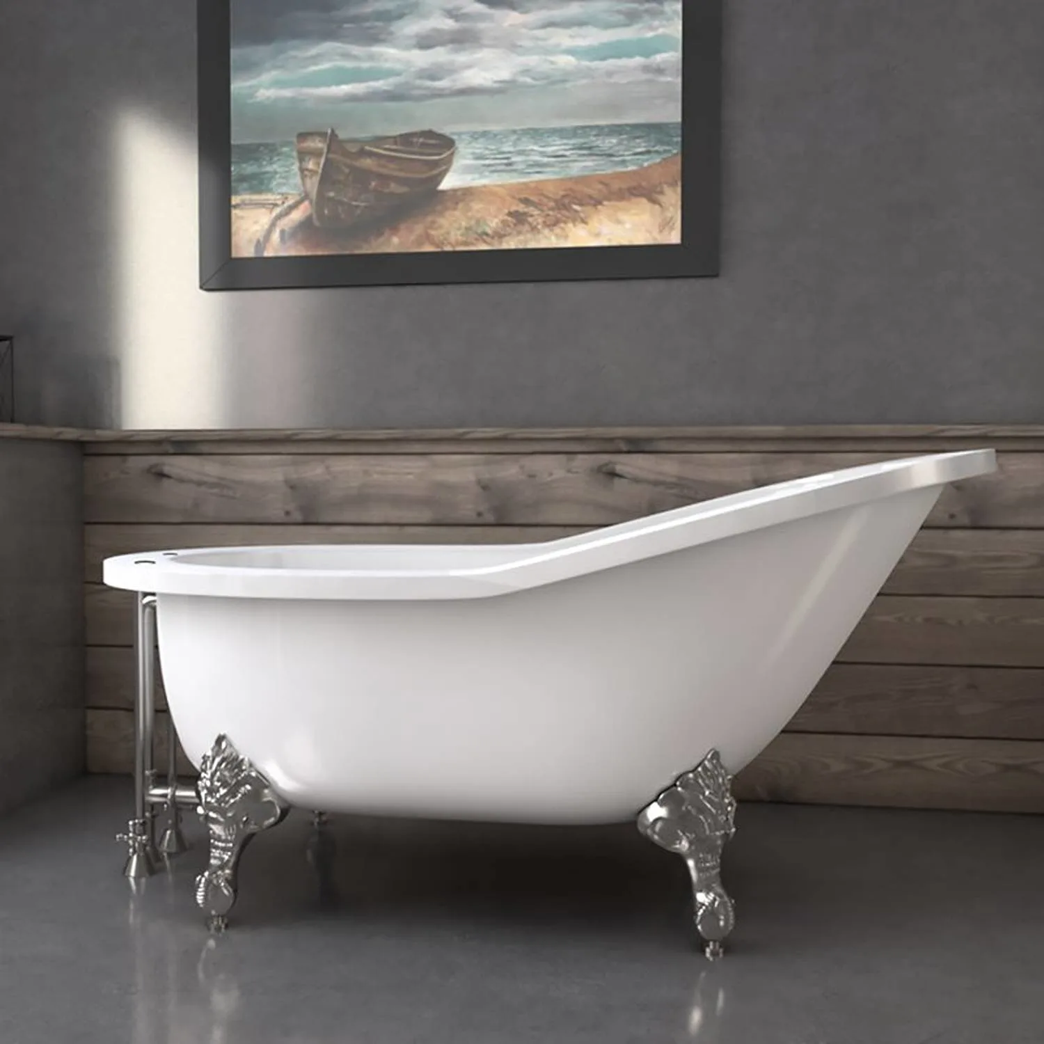 Cambridge Plumbing 61 Inch Freestanding Pedestal Oval Acrylic Bathtub