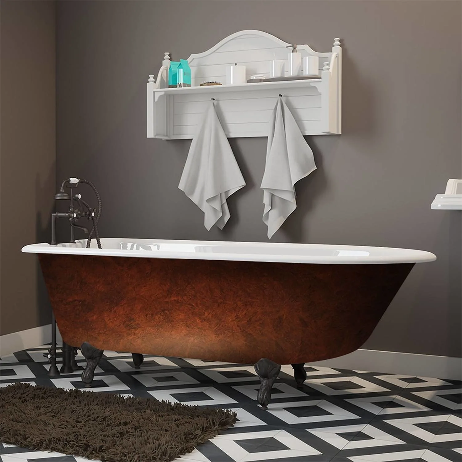Cambridge Plumbing 61 Inch Oil Rubbed Clawfoot Cast Iron Bathtub