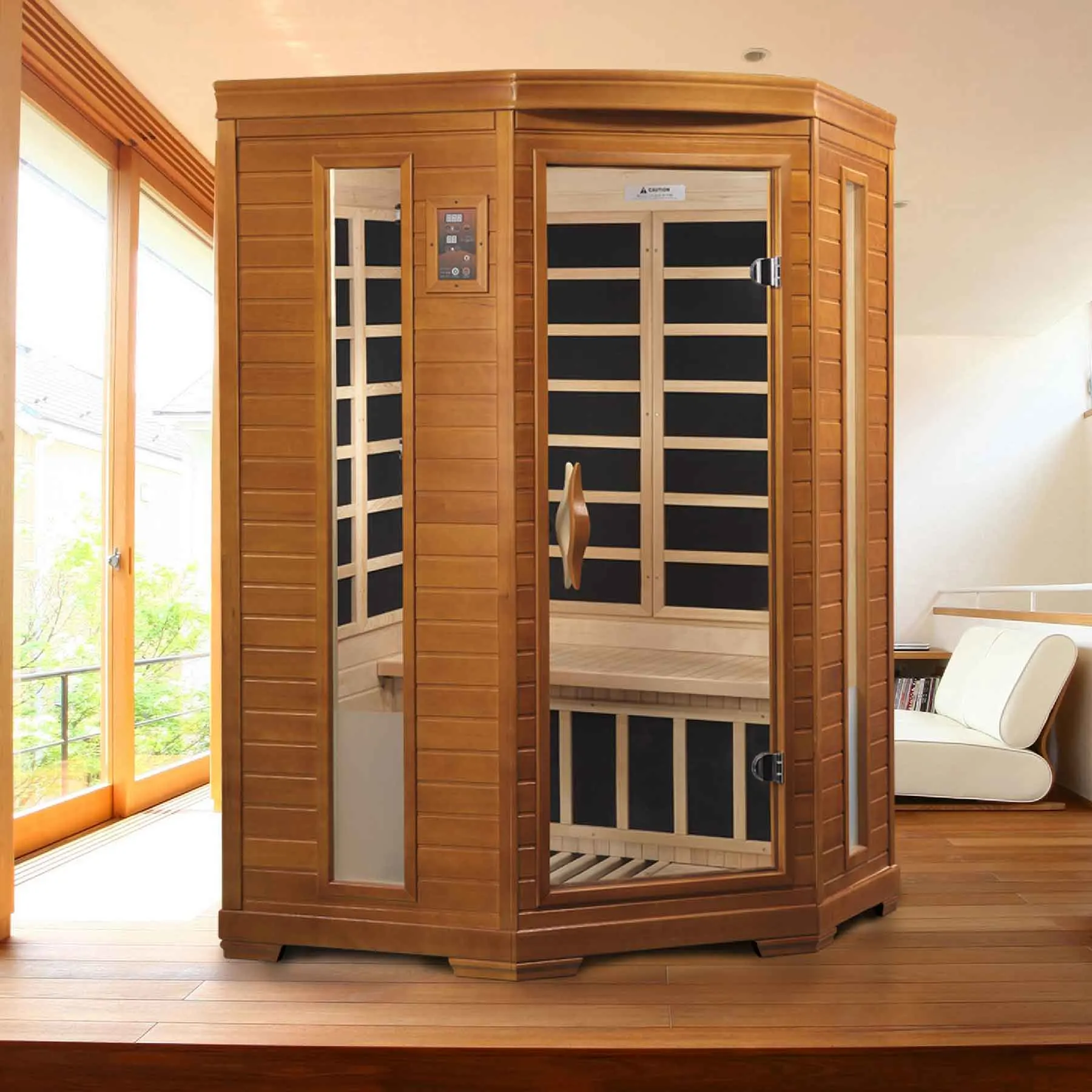 Dynamic Heming 2 Person Low EMF Corner Indoor FAR Infrared Sauna - image 8