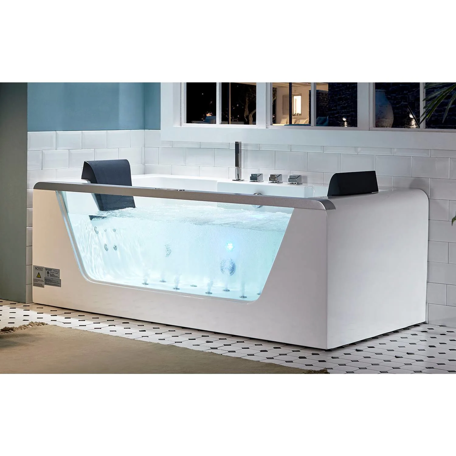 EAGO AM196ETL 6 ft 2 Person Acrylic Rectangular Whirlpool Bathtub - image 8