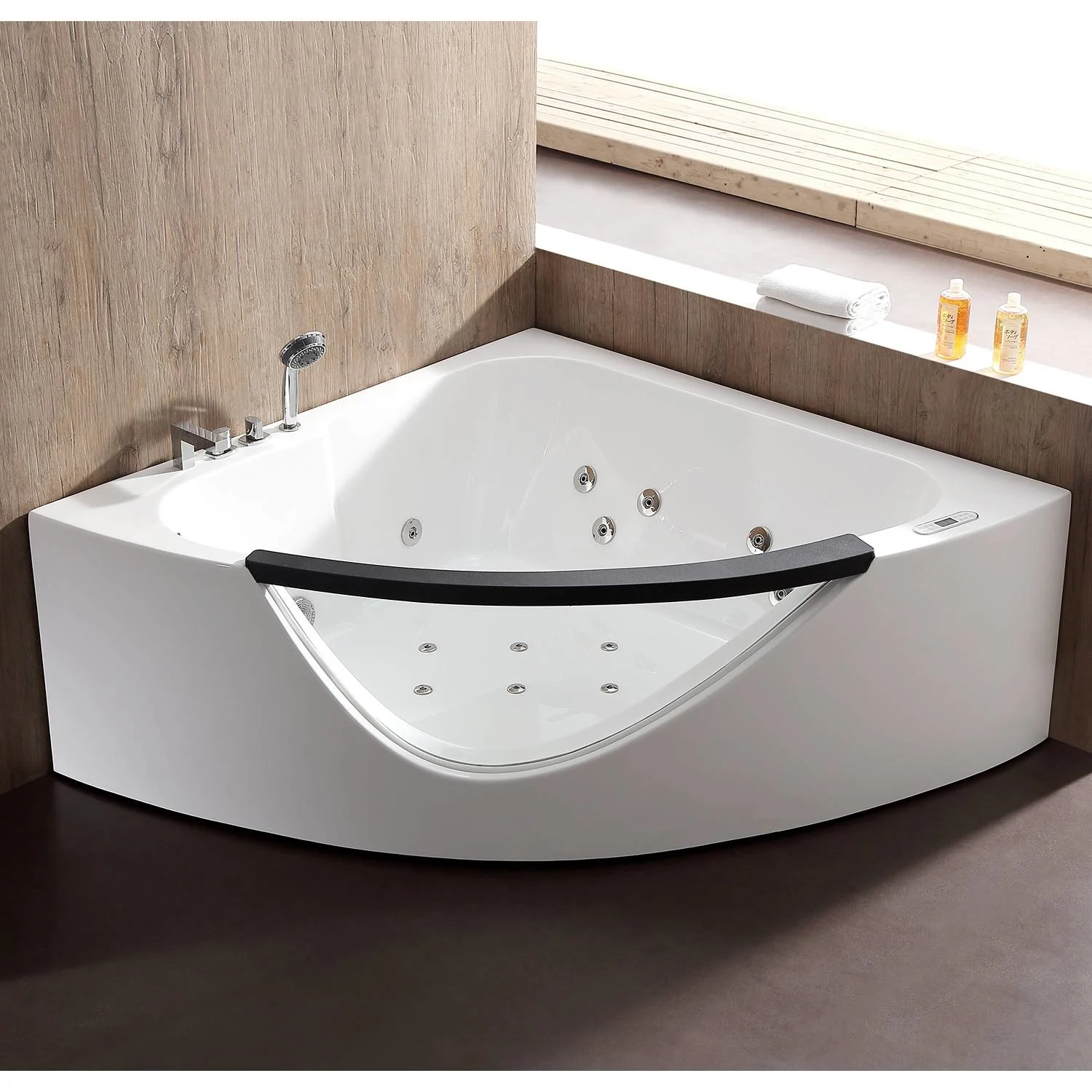 EAGO AM199ETL 5 ft 2 Person Round Corner Waterfall Whirlpool Bathtub - image 5