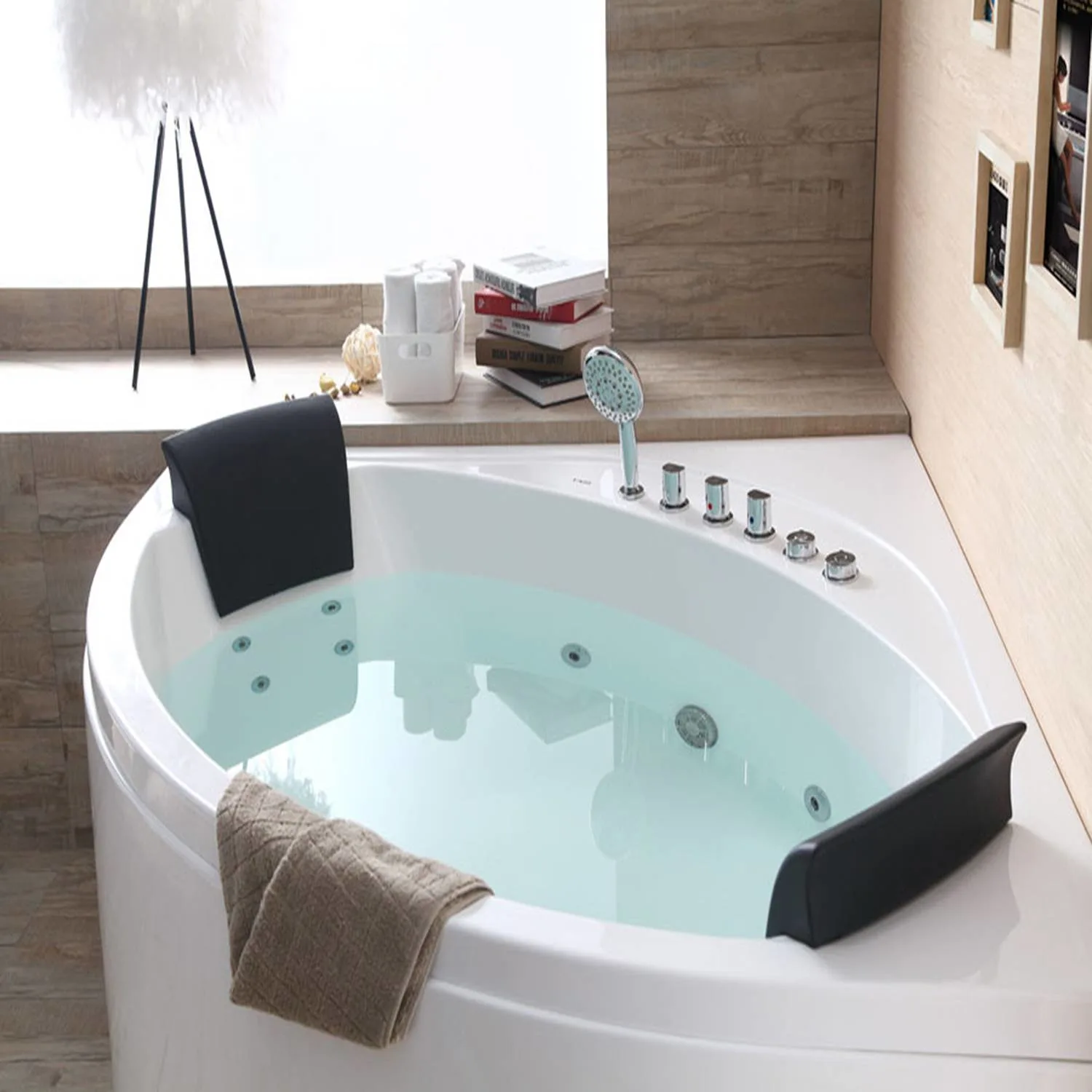 EAGO AM200 59 in Round Double Seat Corner Whirlpool Bathtub With Fixtures - image 11