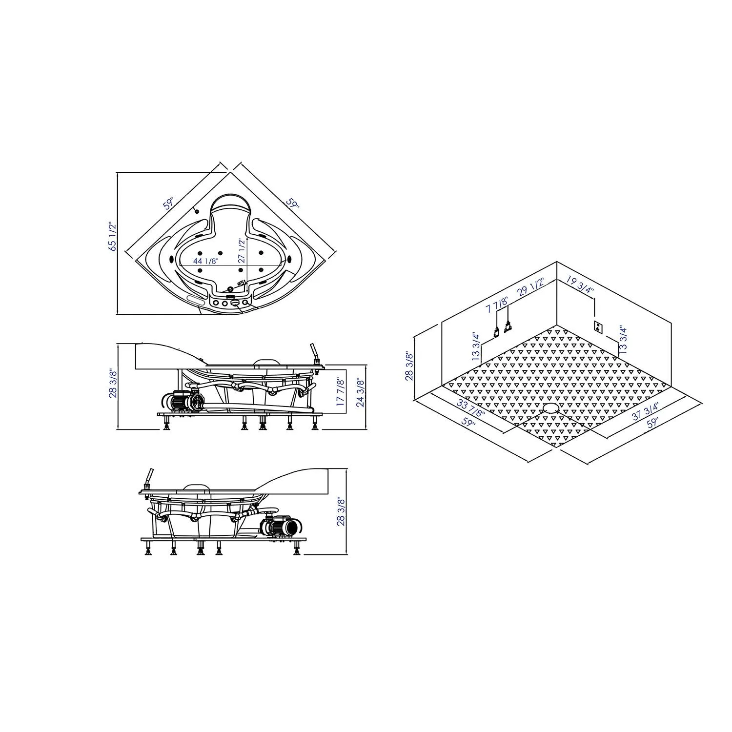 EAGO AM208ETL 5 ft 2 Person Rectangular Waterfall Whirlpool Bathtub - image 5