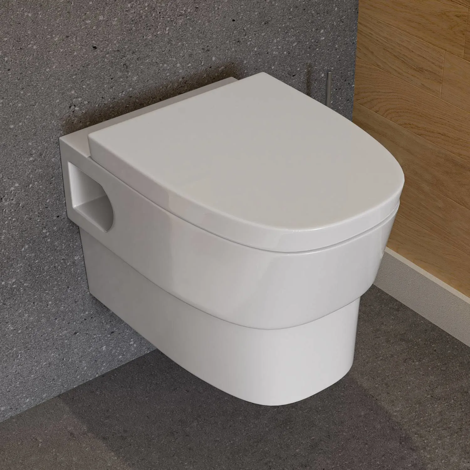 EAGO WD332 Round Modern Dual Flush Wall Mounted Toilet Bowl - image 7