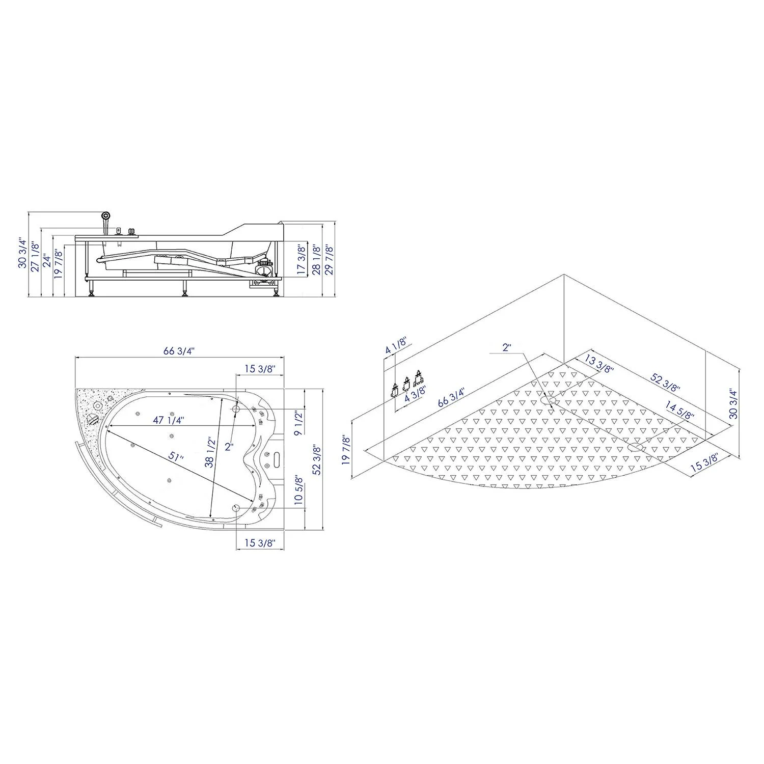 EAGO AM113ETL 5.5 ft 2 Person Acrylic Corner Whirlpool Bathtub - image 13