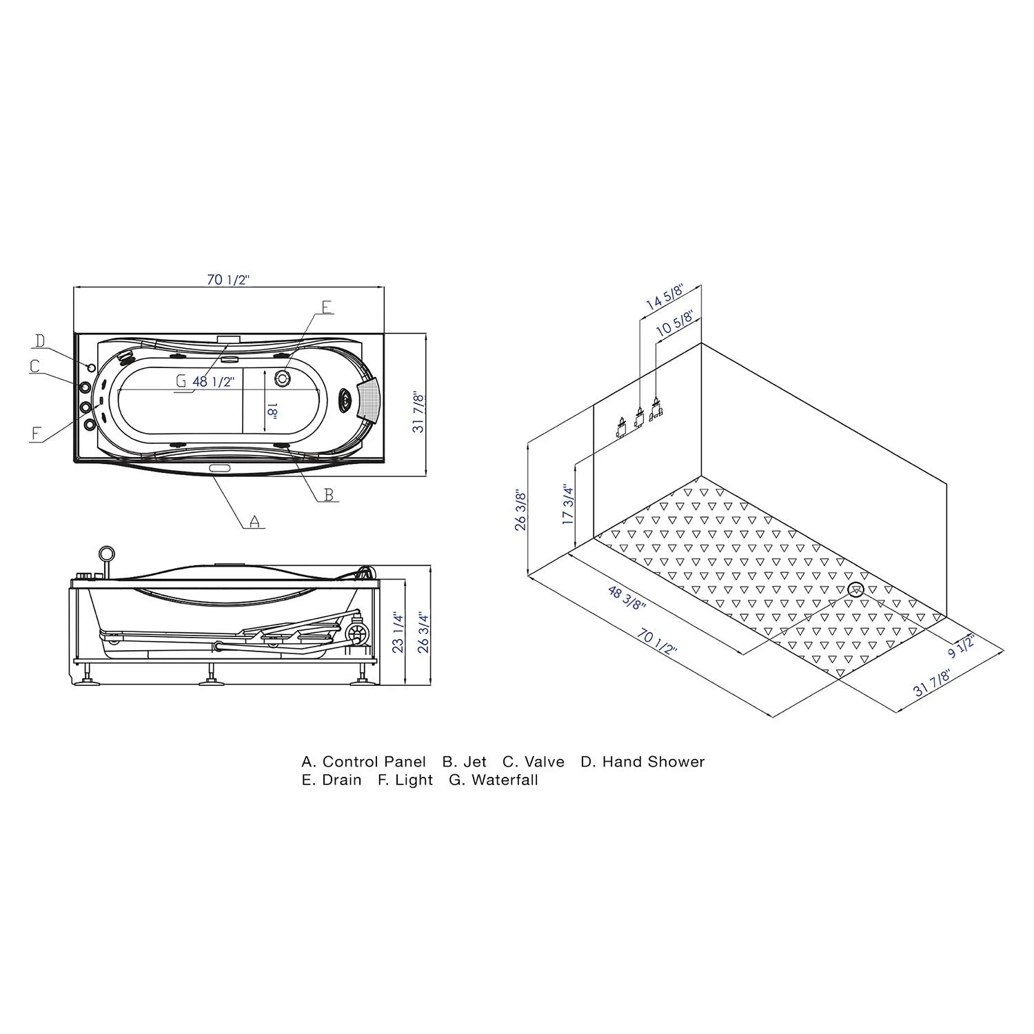 EAGO AM189ETL 6 ft Acrylic Whirlpool Bathtub - image 11