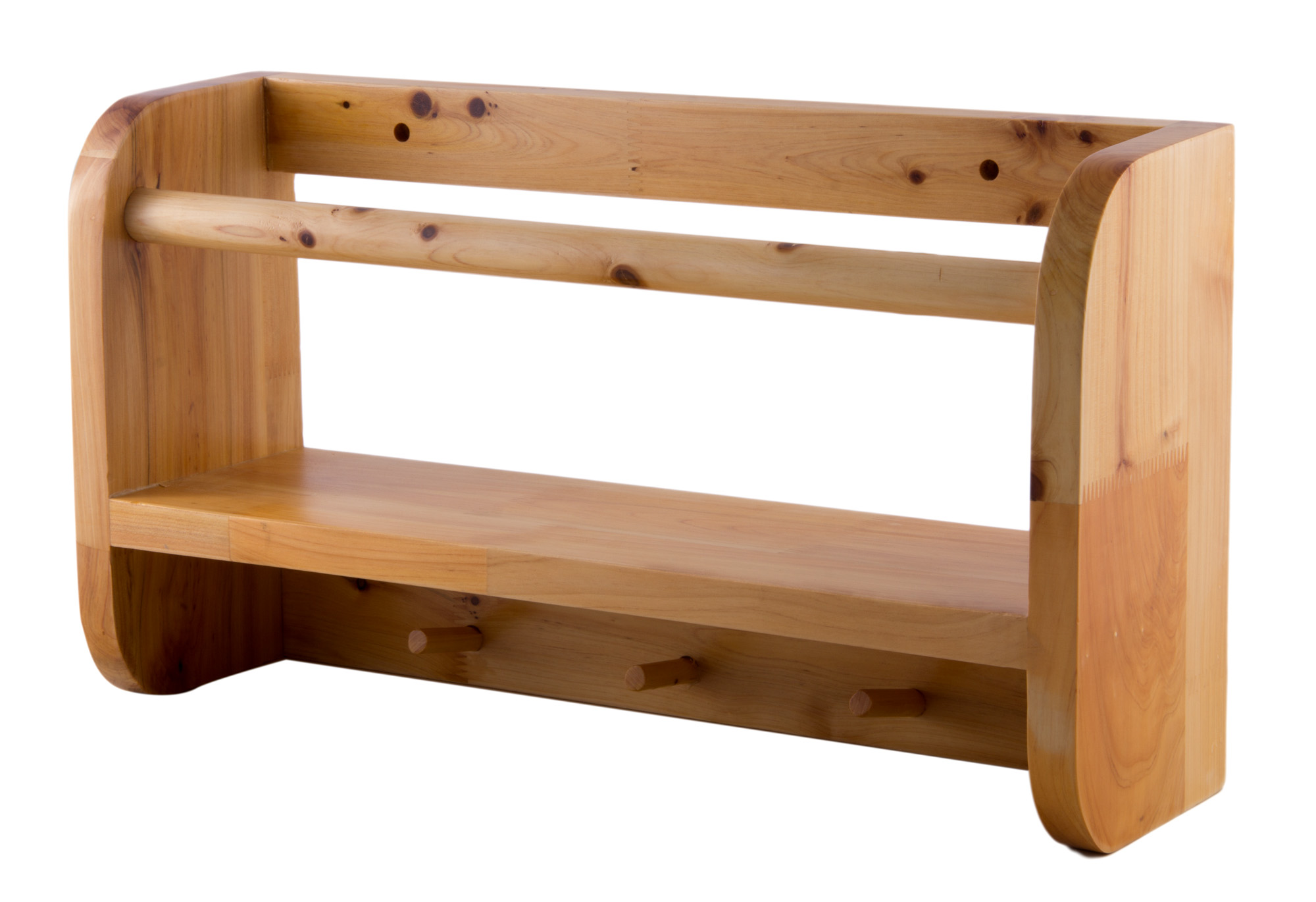 ALFI AB5508 18" Wall Mounted Wooden Shelf & Hooks, Shower Caddy - image 1