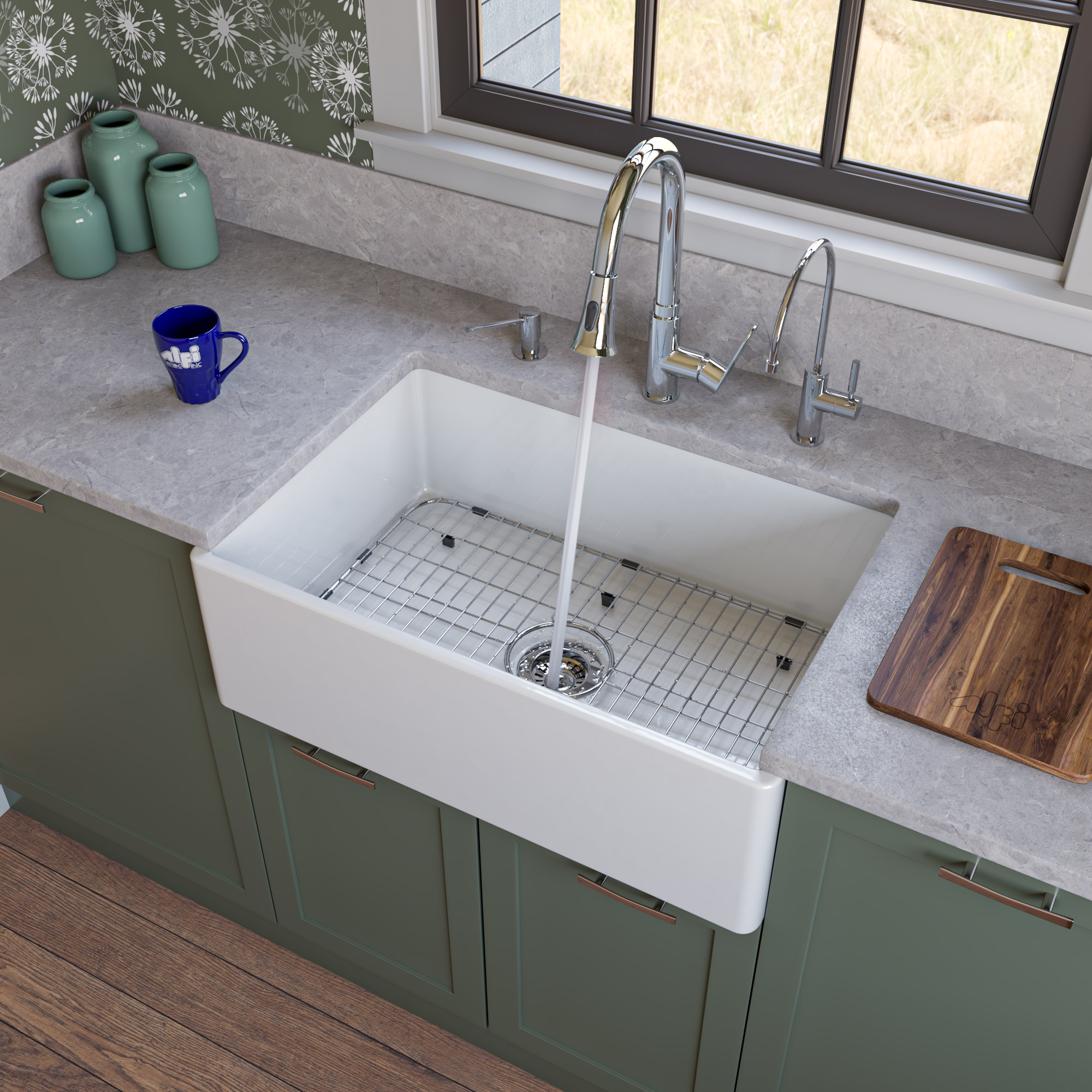 ALFI AB510 Fireclay Farmhouse Kitchen Sink