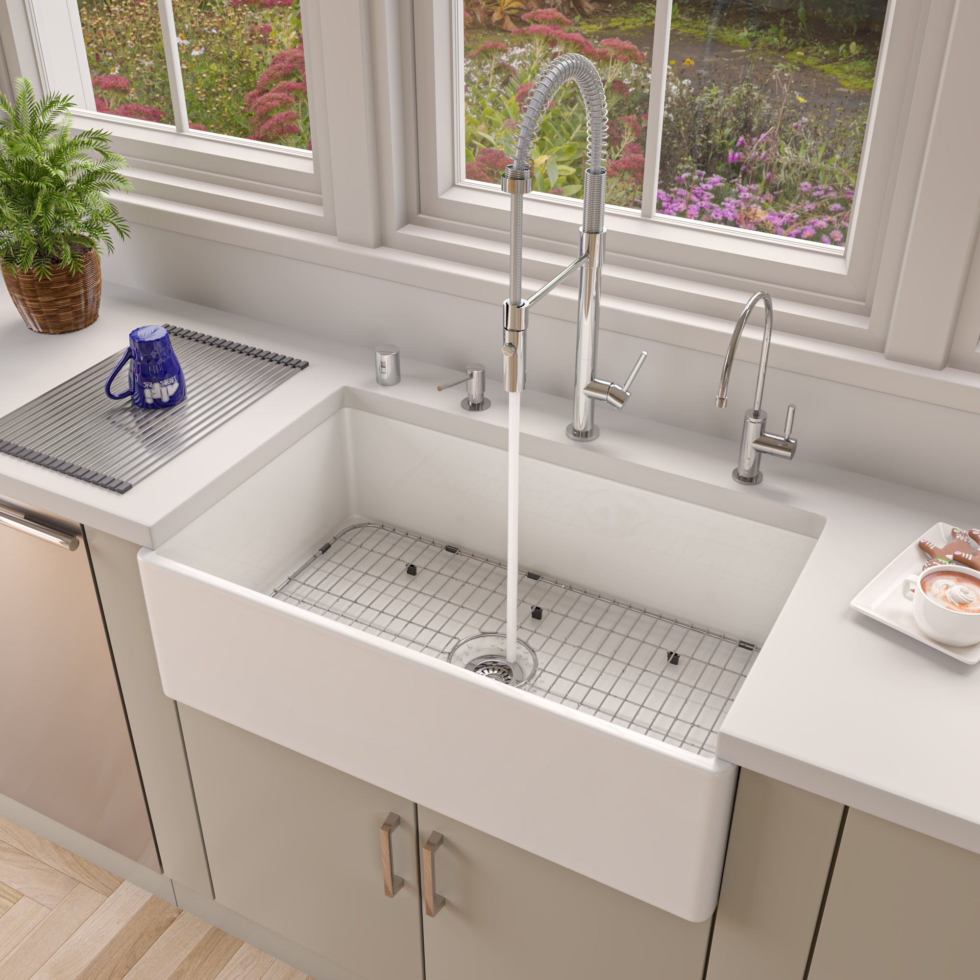ALFI AB533 Fireclay Farm Kitchen Sink