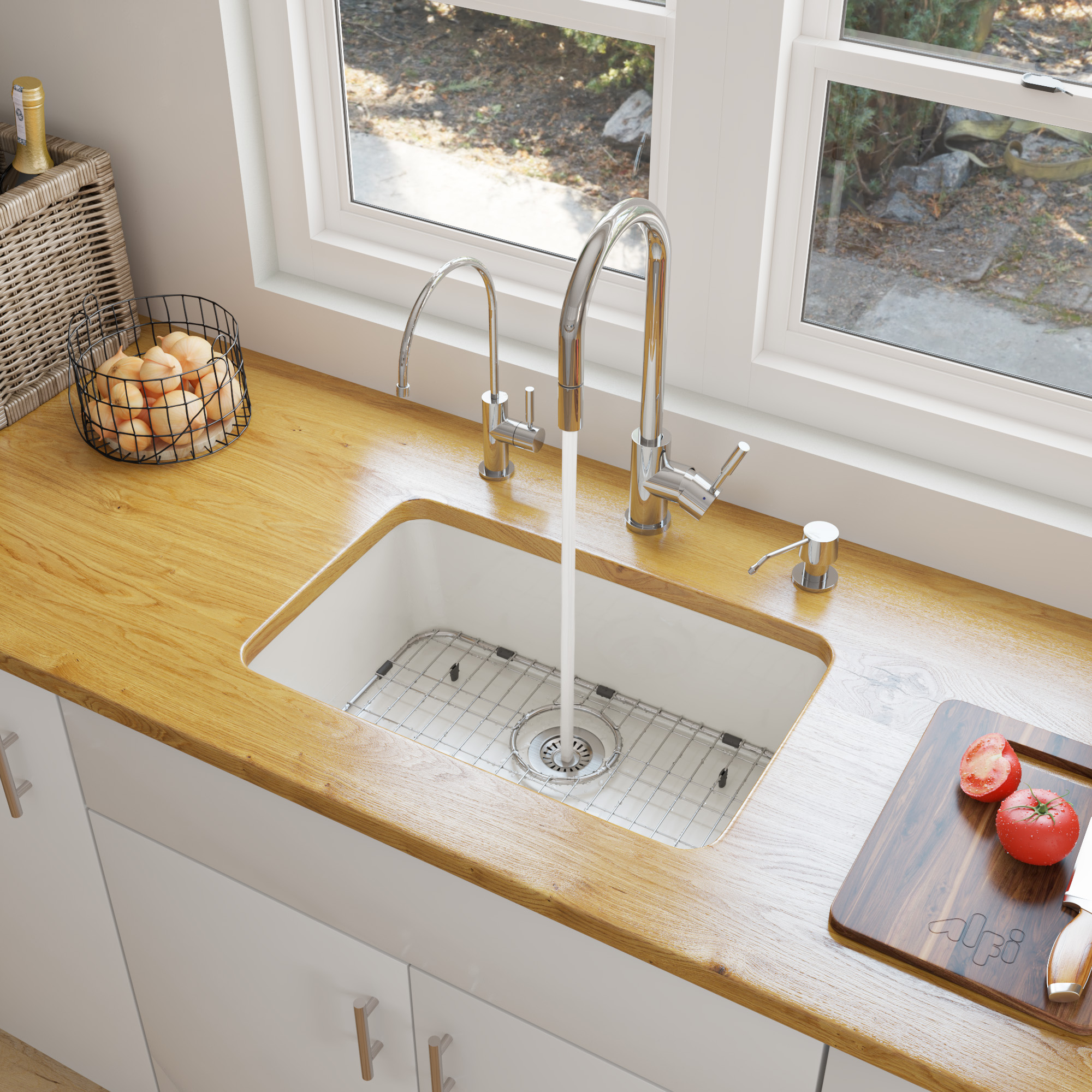 ALFI AB503UM Fireclay Undermount Kitchen Sink