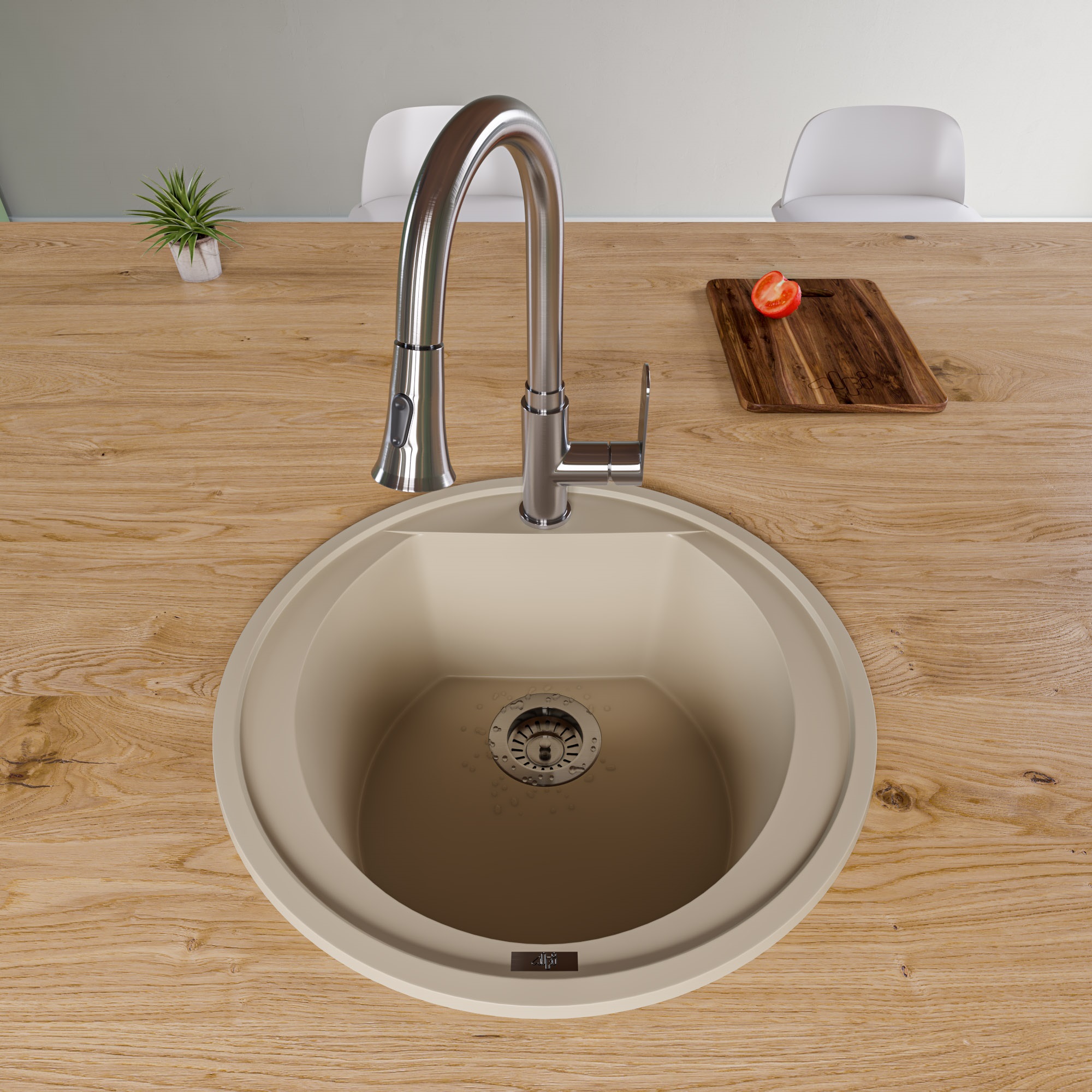 ALFI AB2020DI 20" Round Granite Composite Kitchen Prep Sink - image 2