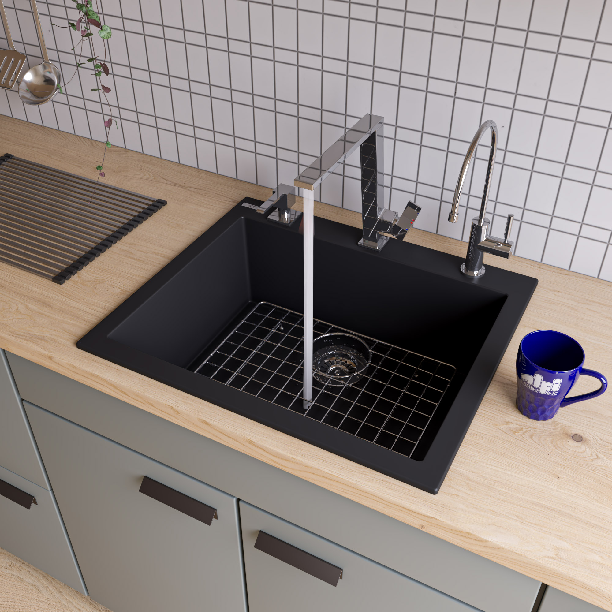 ALFI AB2420DI Drop-In Granite Kitchen Sink