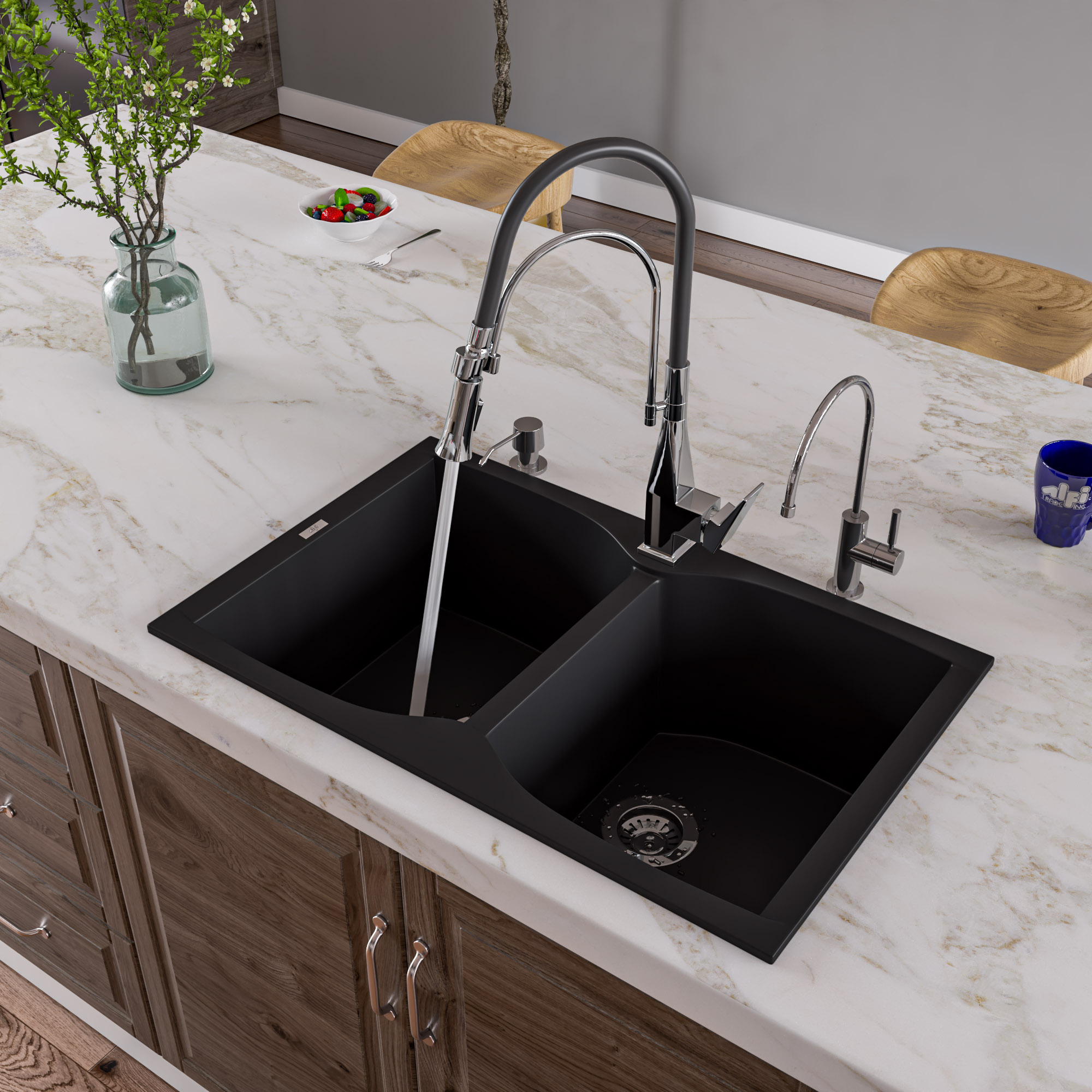 ALFI AB3220DI Double Bowl Granite Composite Kitchen Sink