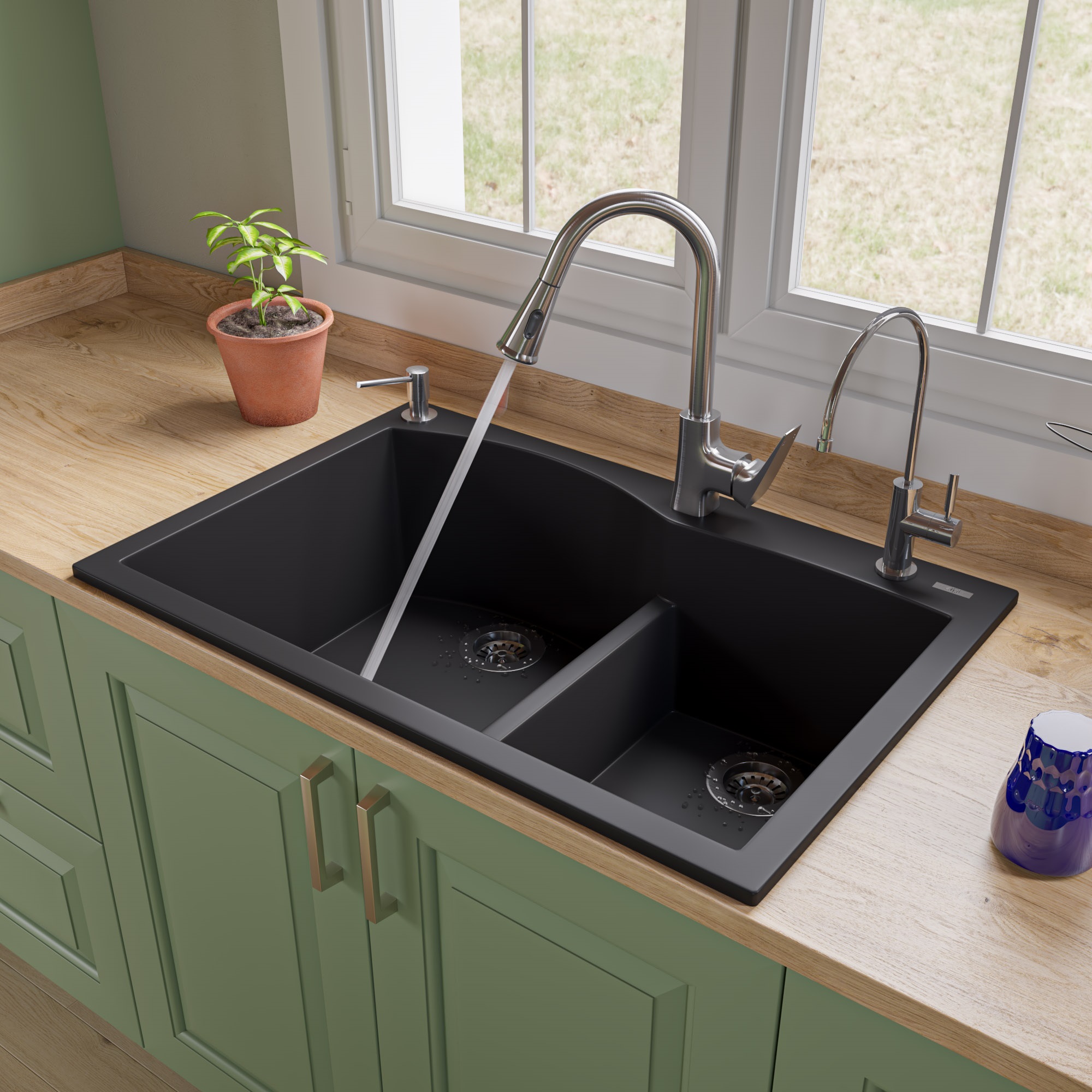 ALFI AB3320DI Double Bowl Drop-In Kitchen Sink